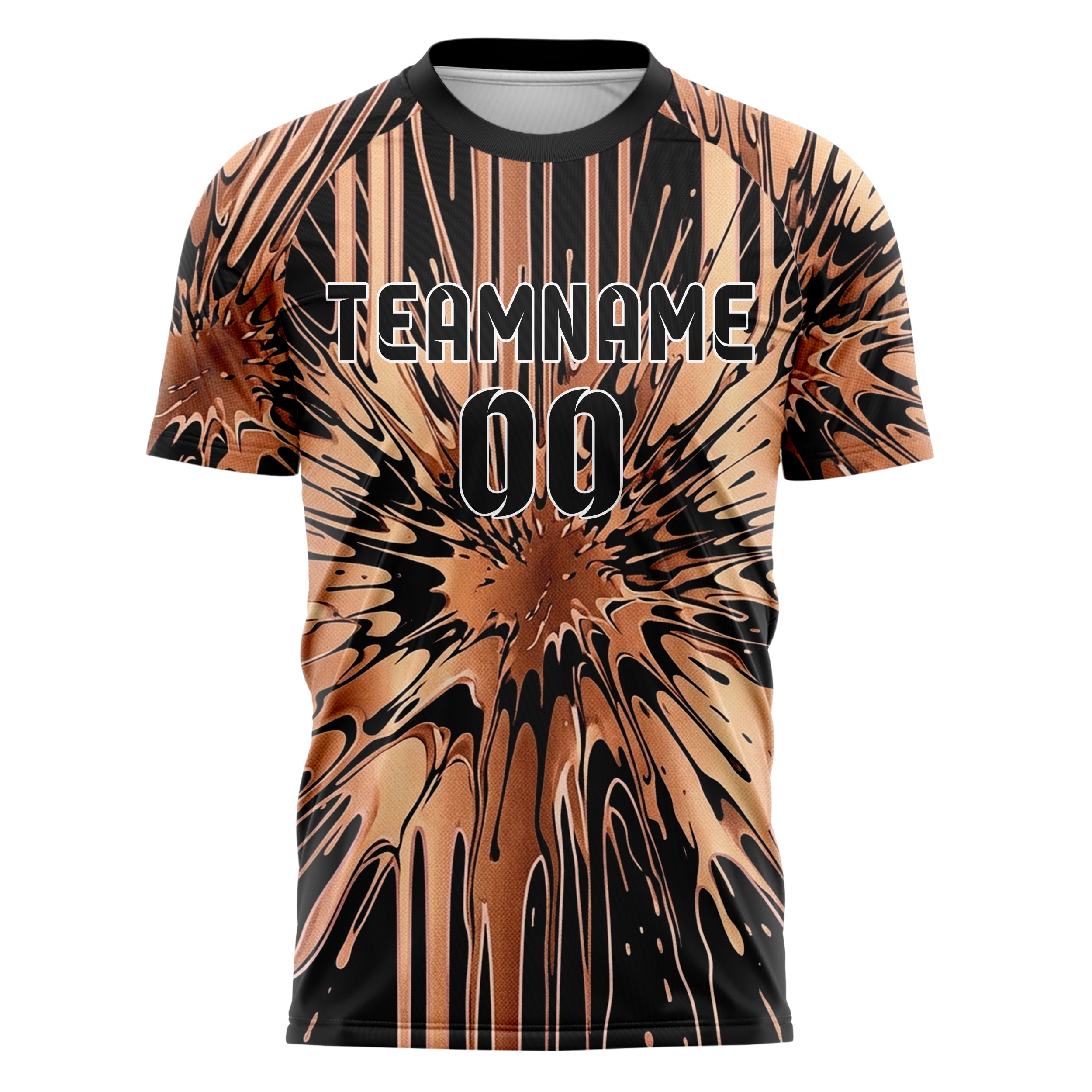Copper Black Rose Gold Drip And Pour Abstract Custom Soccer Jersey