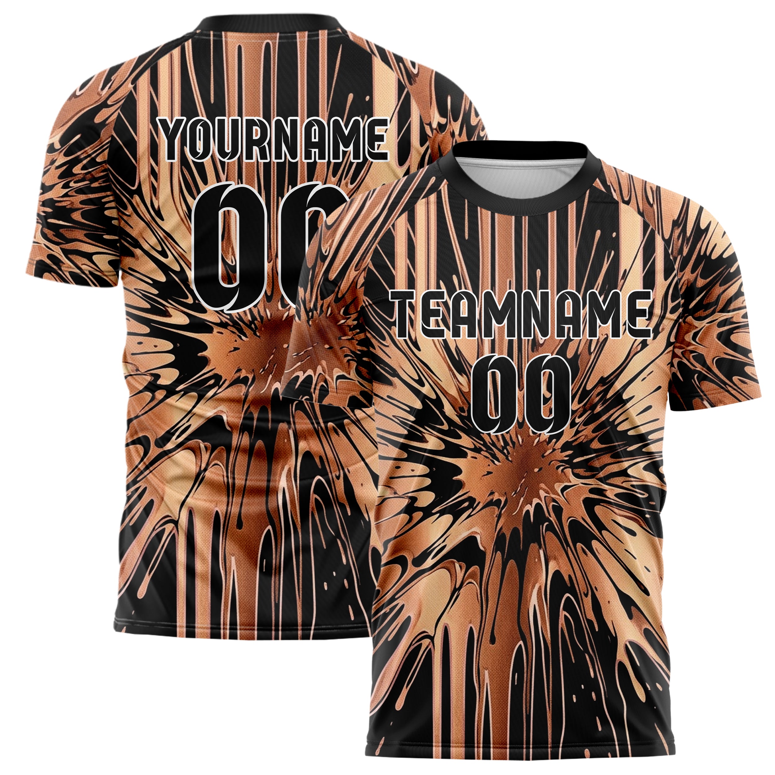 Copper Black Rose Gold Drip And Pour Abstract Custom Soccer Jersey