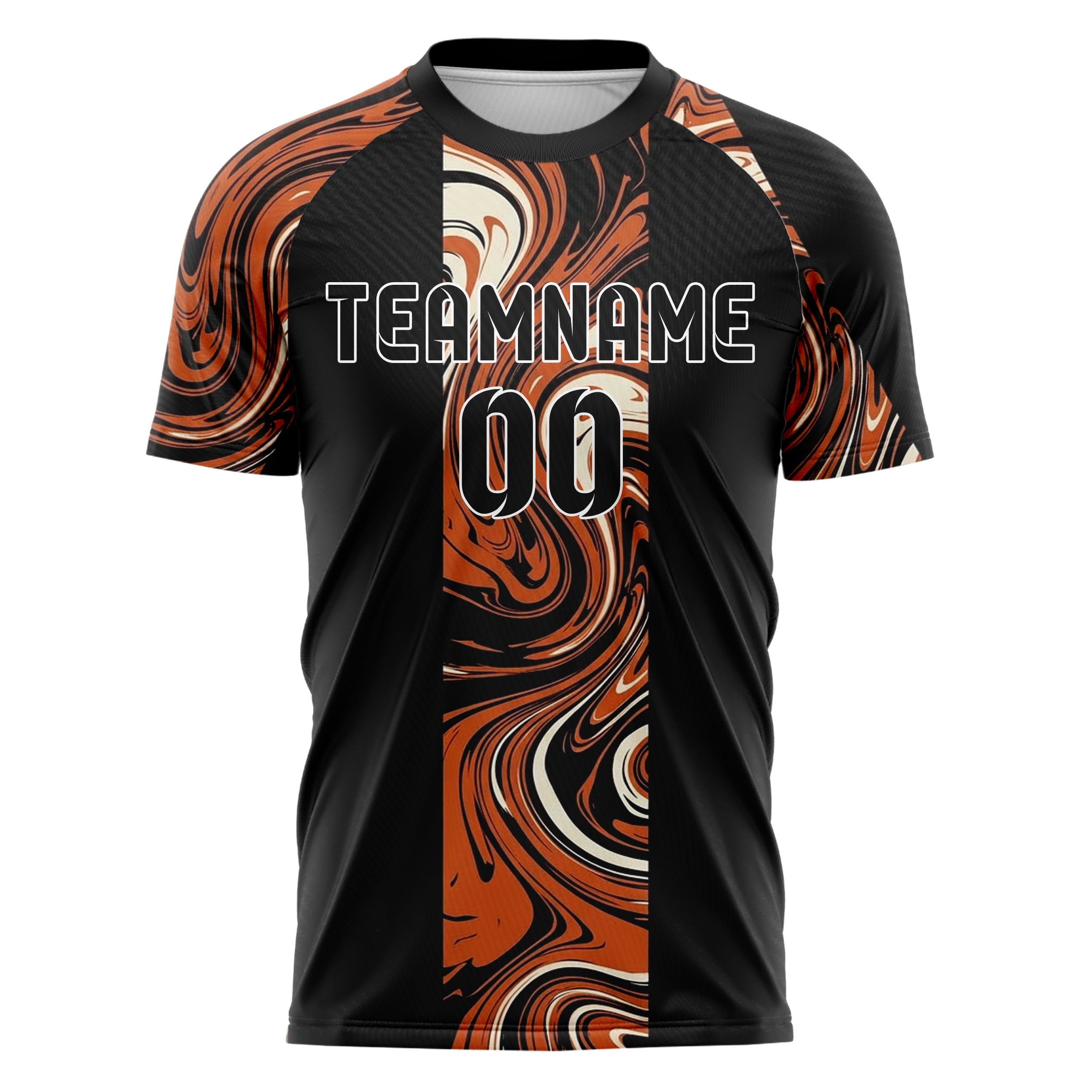 Black Orange Cream Liquid Marble Pour Custom Soccer Jersey