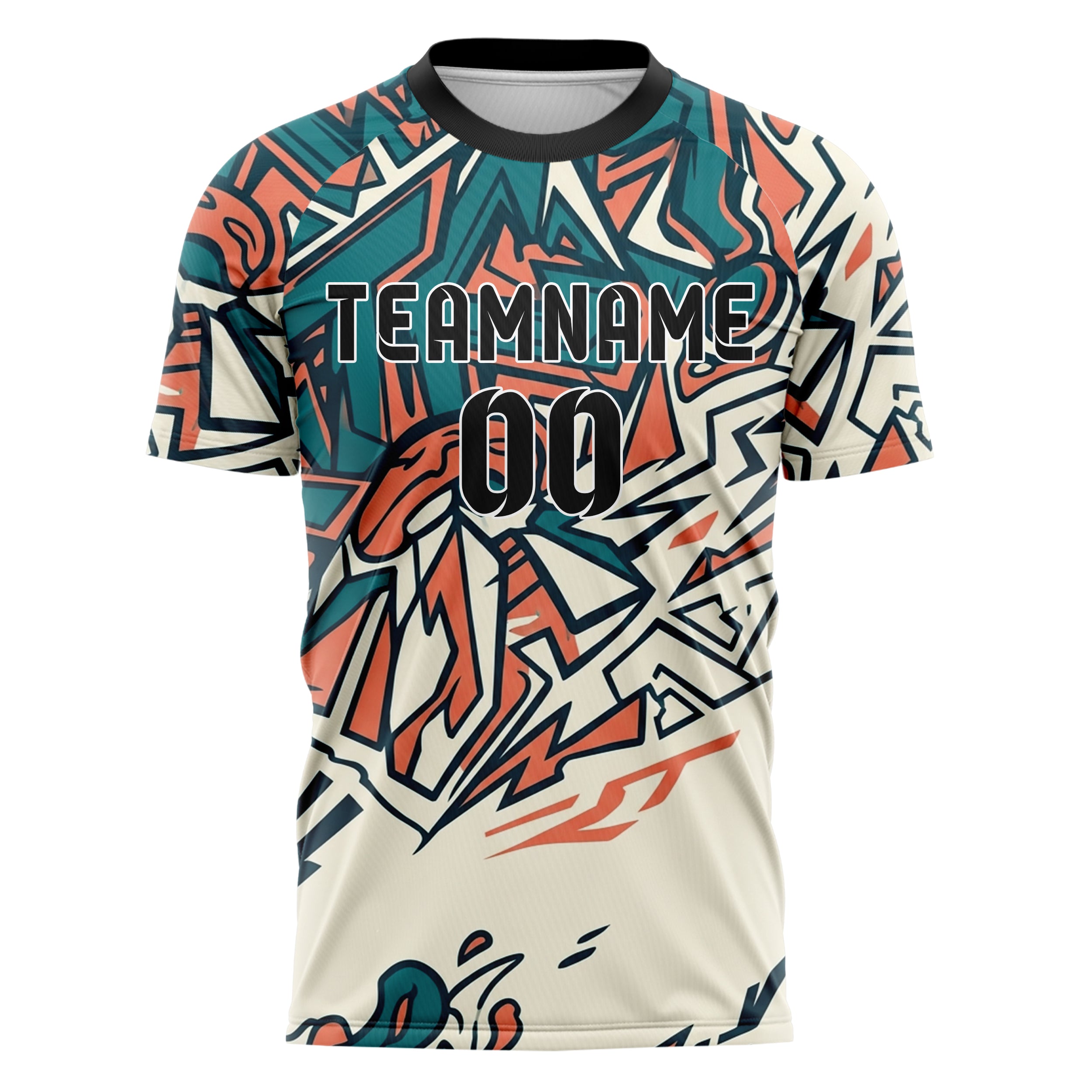 White Teal Coral Skateboard Deck Graphic Custom Soccer Jersey