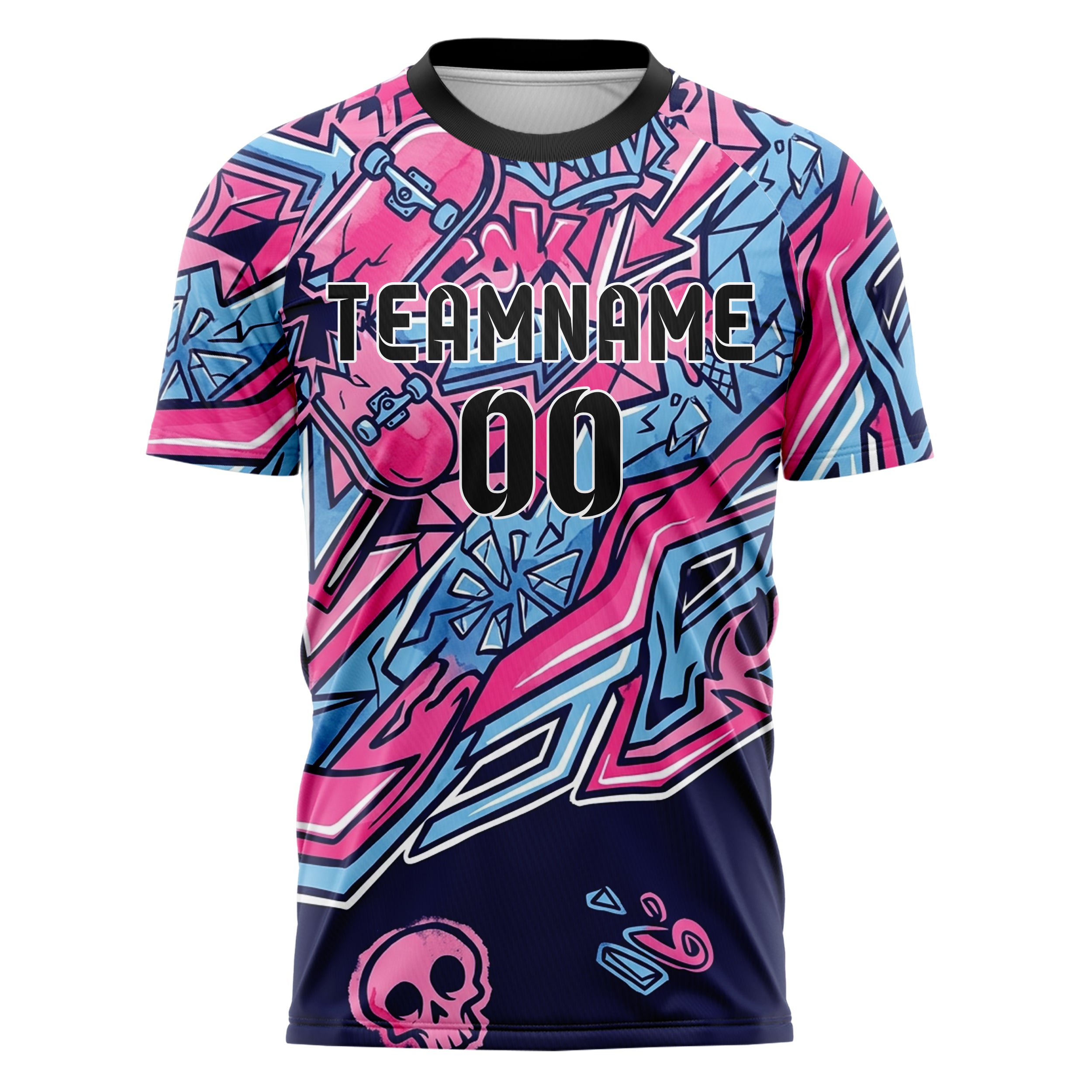 Navy Pink Sky Blue Skateboard Deck Graphic Custom Soccer Jersey