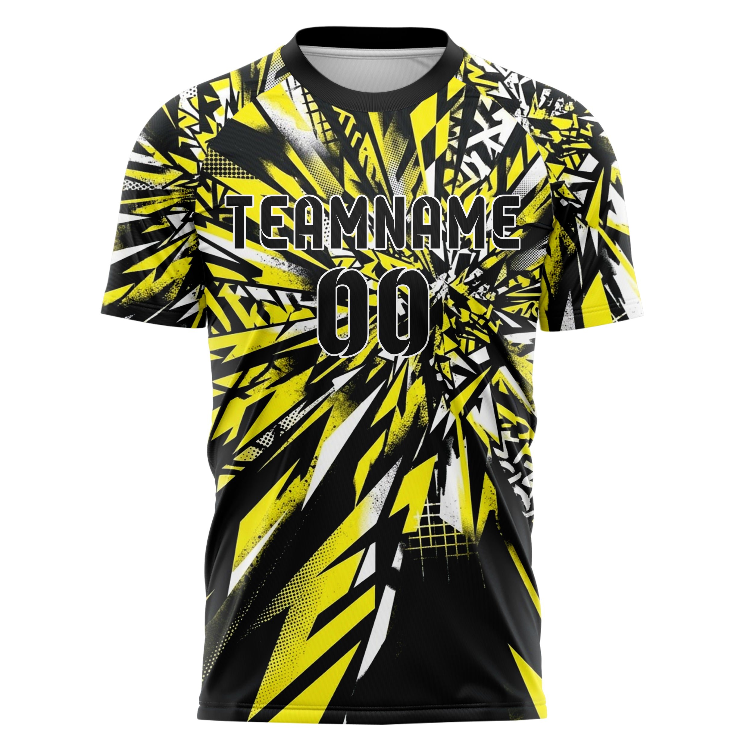 Black Yellow White Urban Graffiti Explosion Custom Soccer Jersey