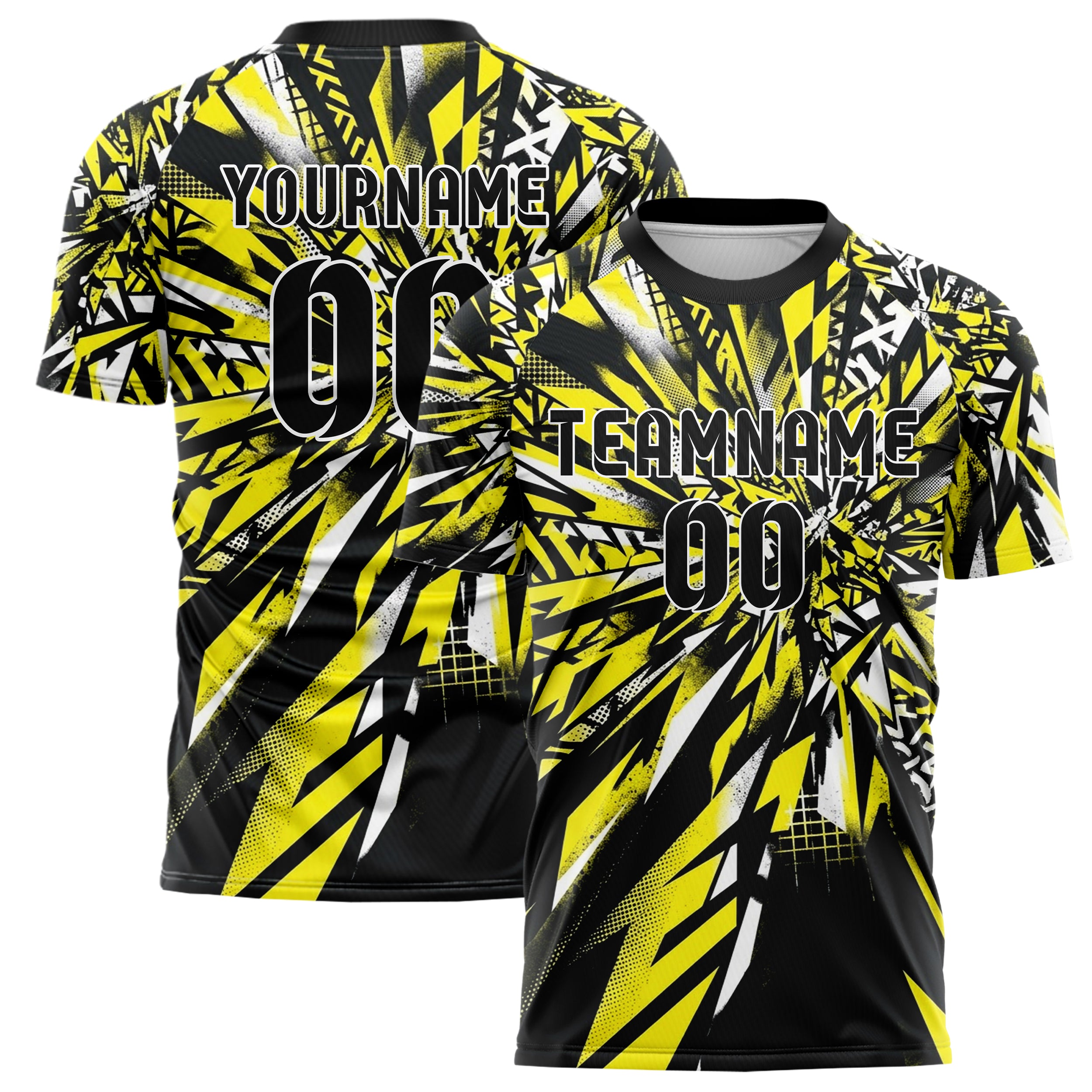 Black Yellow White Urban Graffiti Explosion Custom Soccer Jersey