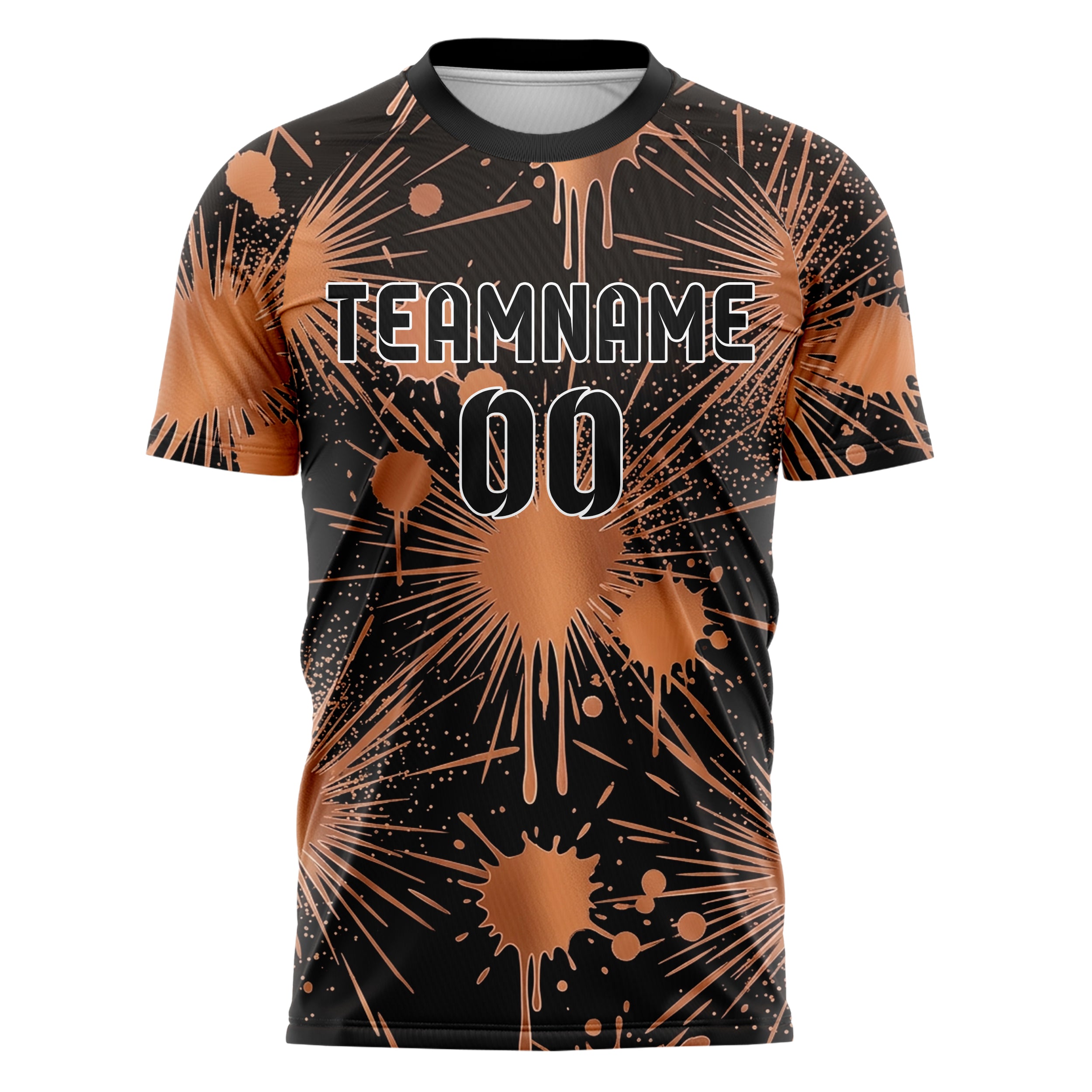 Copper Black Rose Gold Paint Splatter Bomb Custom Soccer Jersey