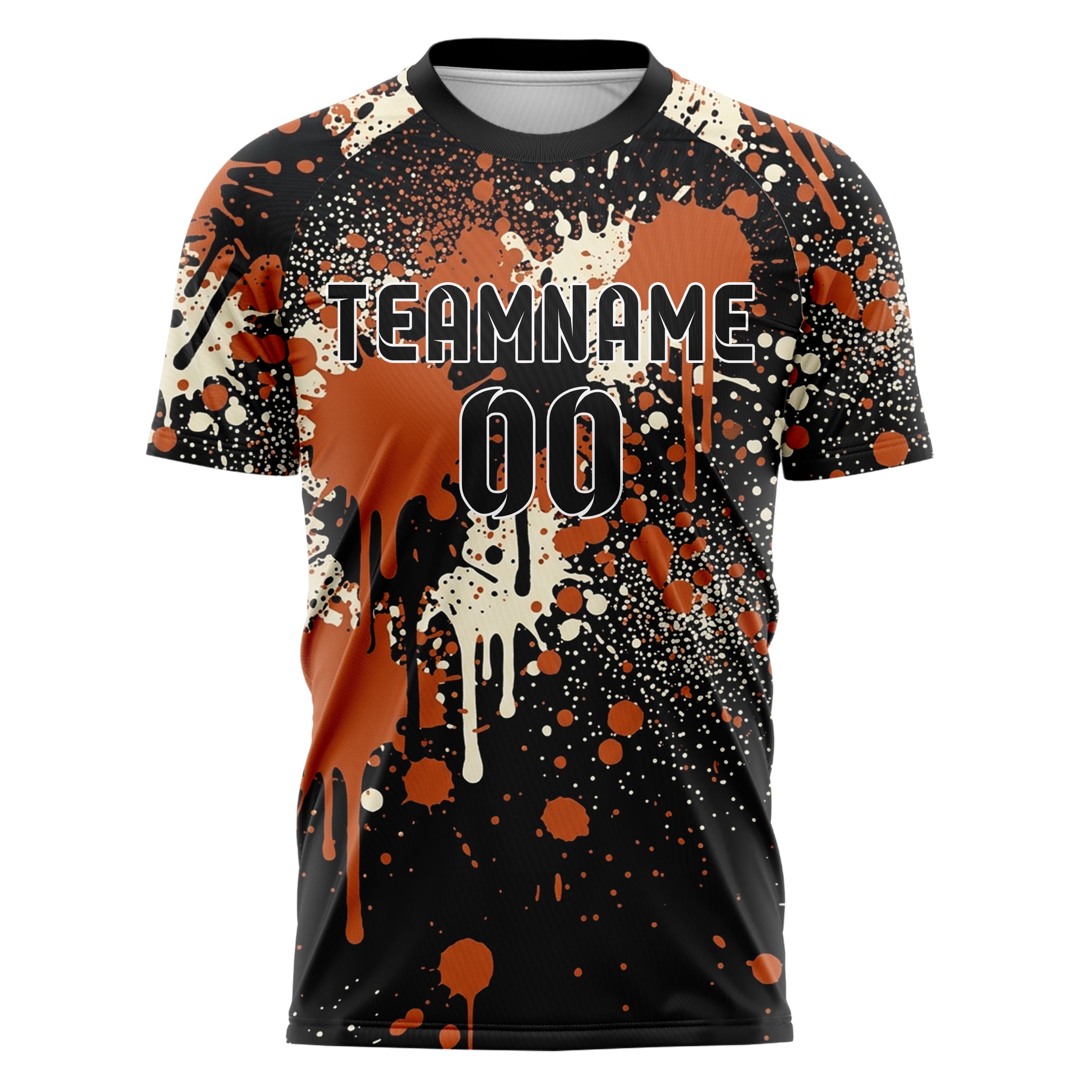 Black Orange Cream Paint Splatter Bomb Custom Soccer Jersey