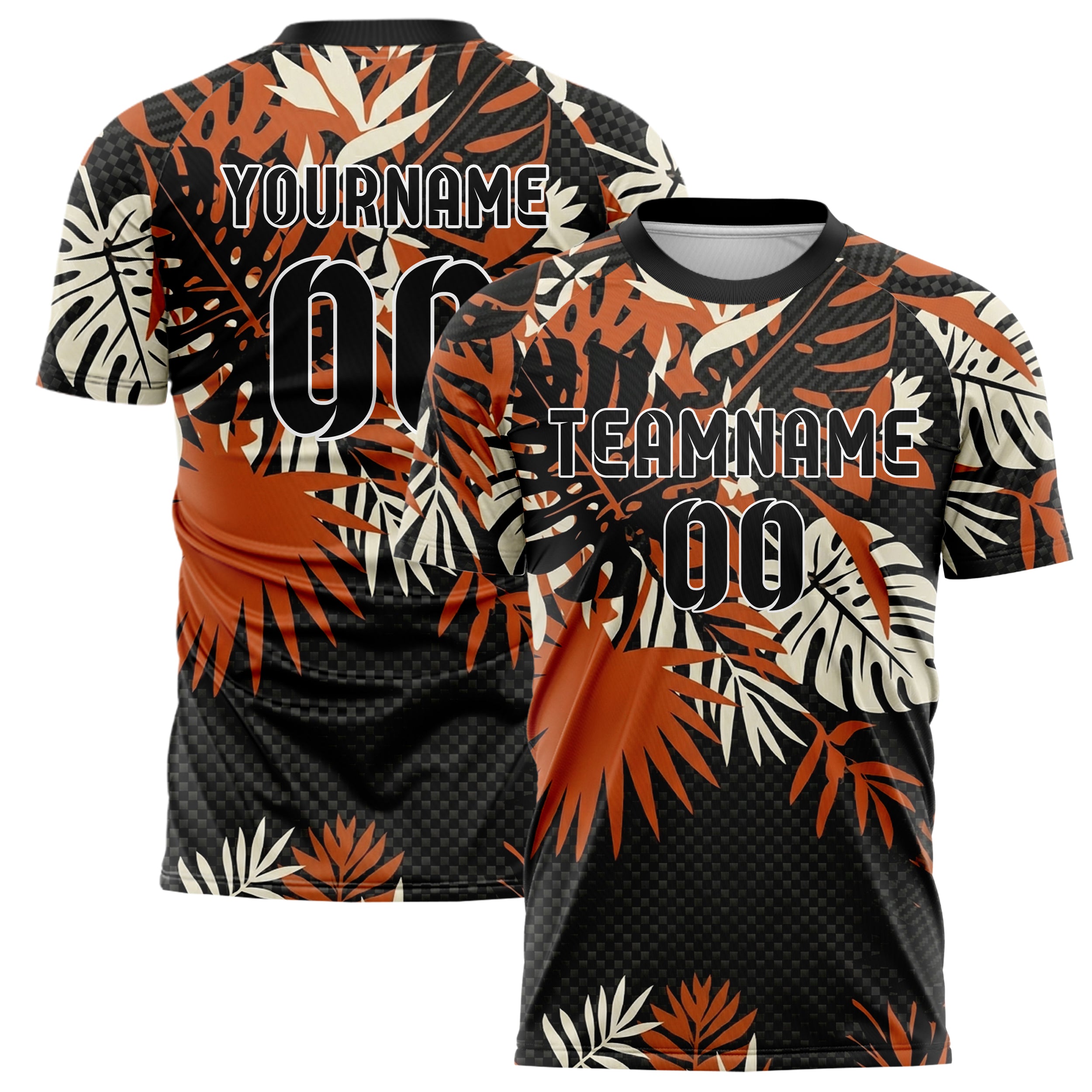 Black Orange Cream Tropical Botanical Bold Custom Soccer Jersey