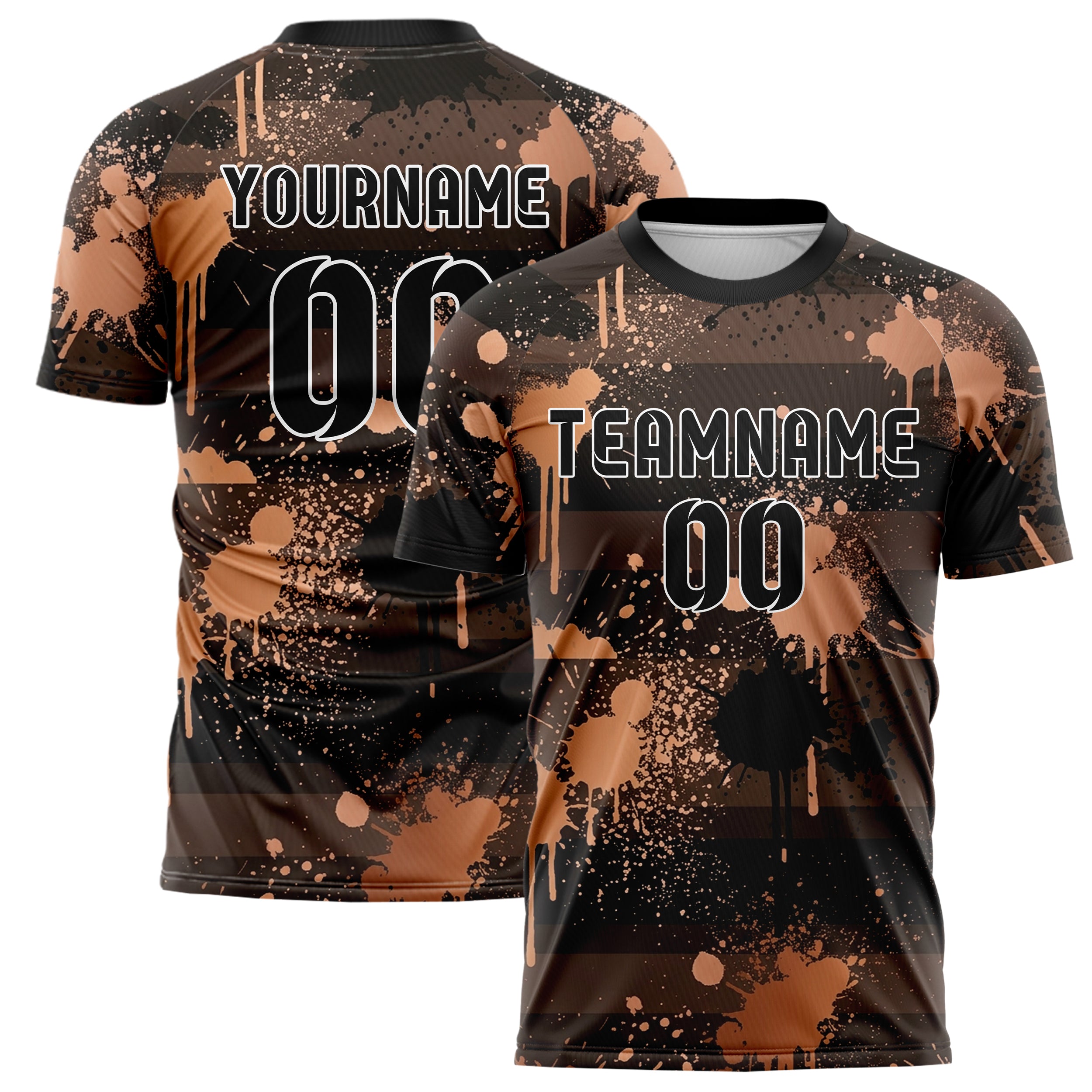 Copper Black Rose Gold Paint Splatter Bomb Custom Soccer Jersey