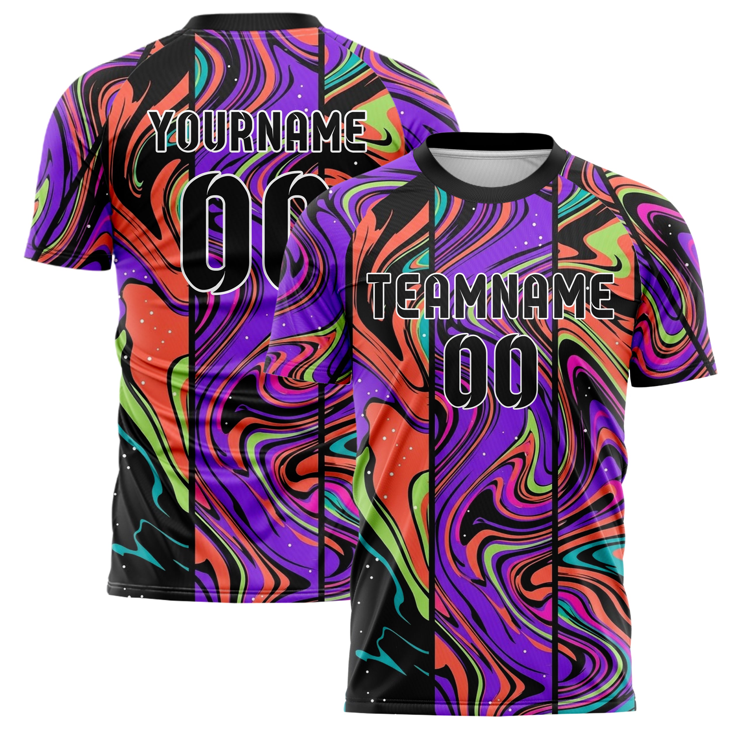 Black Multi Splatter Liquid Marble Pour Custom Soccer Jersey