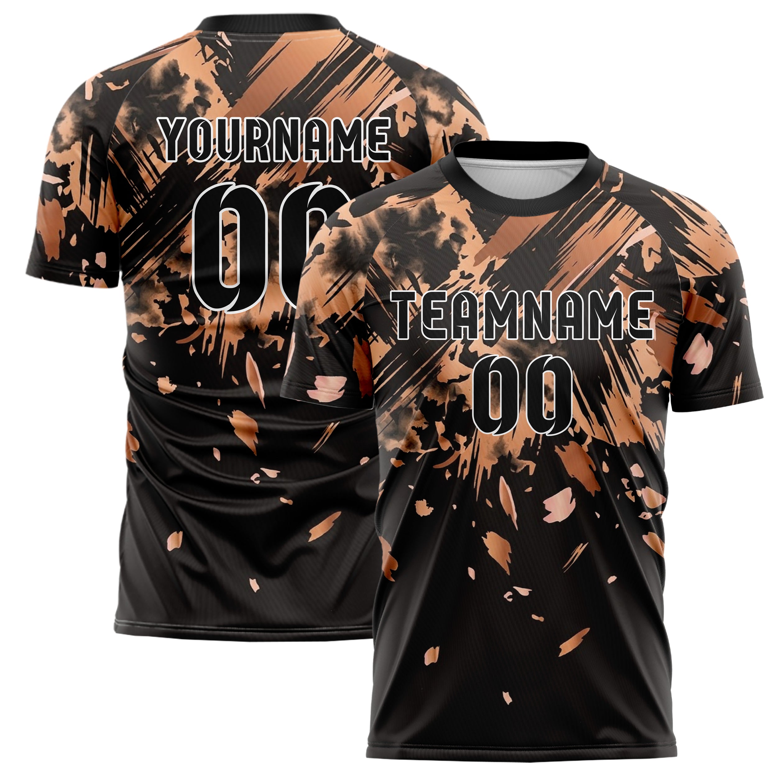 Copper Black Rose Gold Abstract Ink Wash Custom Soccer Jersey