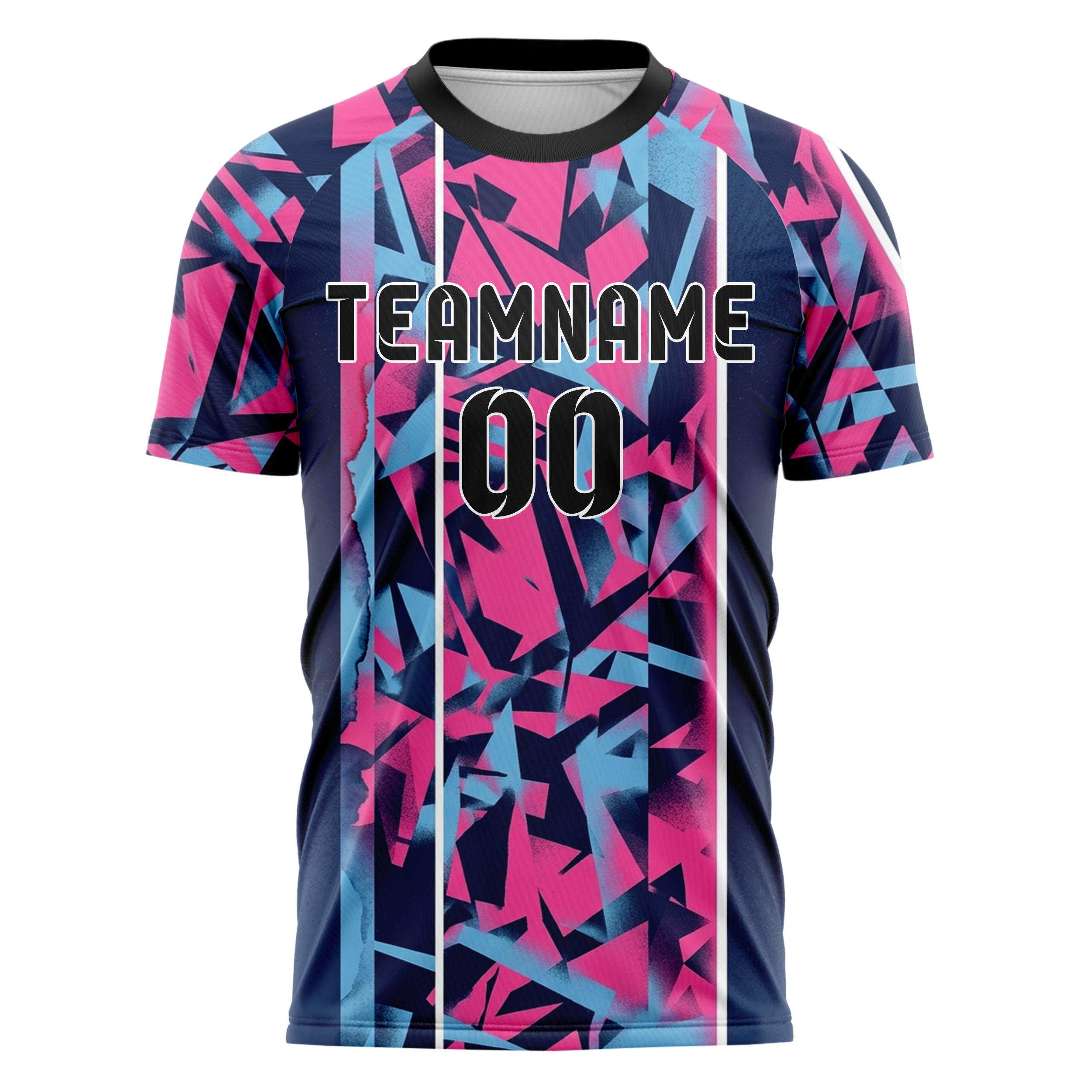 Navy Pink Sky Blue Stencil Layer Collage Custom Soccer Jersey