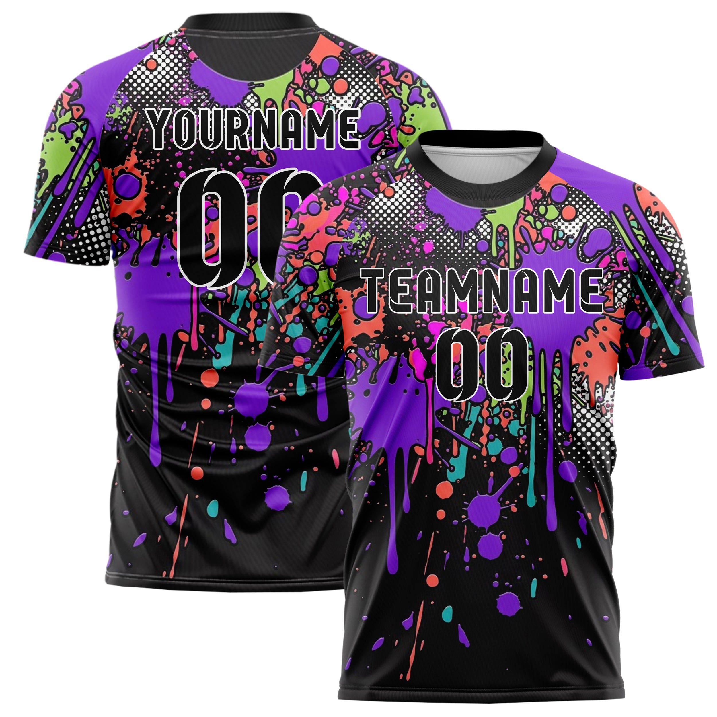 Black Multi Splatter Paint Splatter Bomb Custom Soccer Jersey