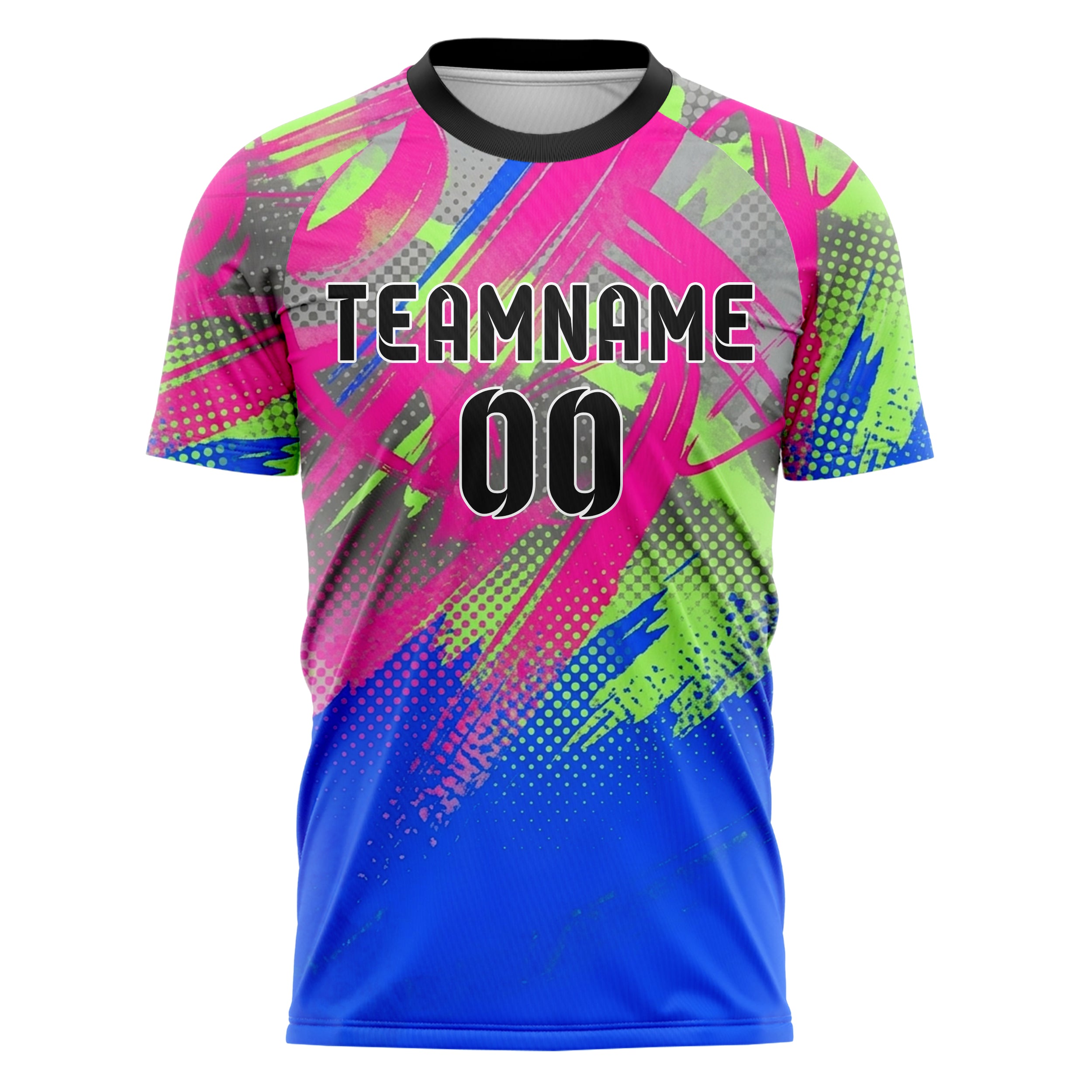 Grey Neon Multi Brush Stroke Gestural Custom Soccer Jersey