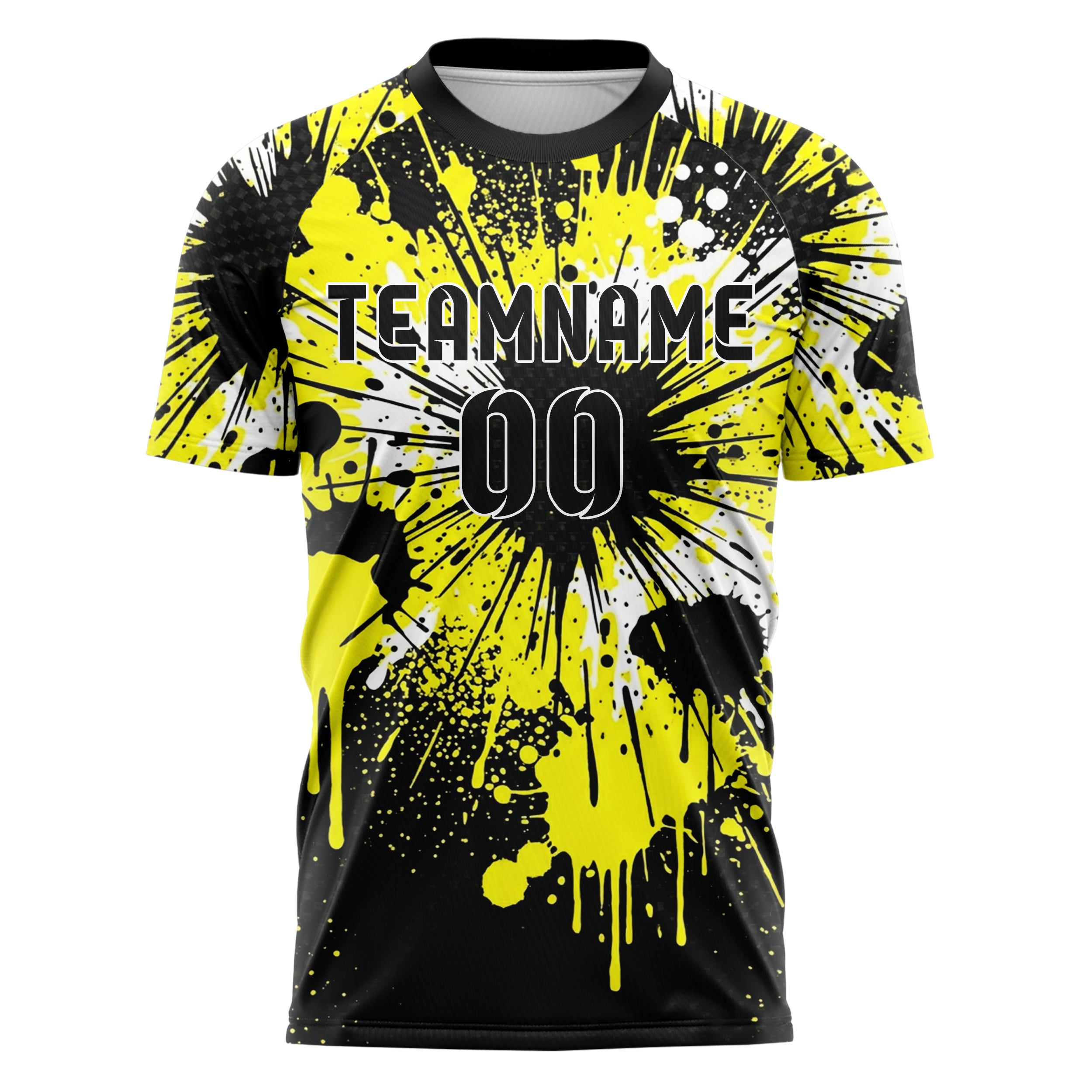 Black Yellow White Paint Splatter Bomb Custom Soccer Jersey