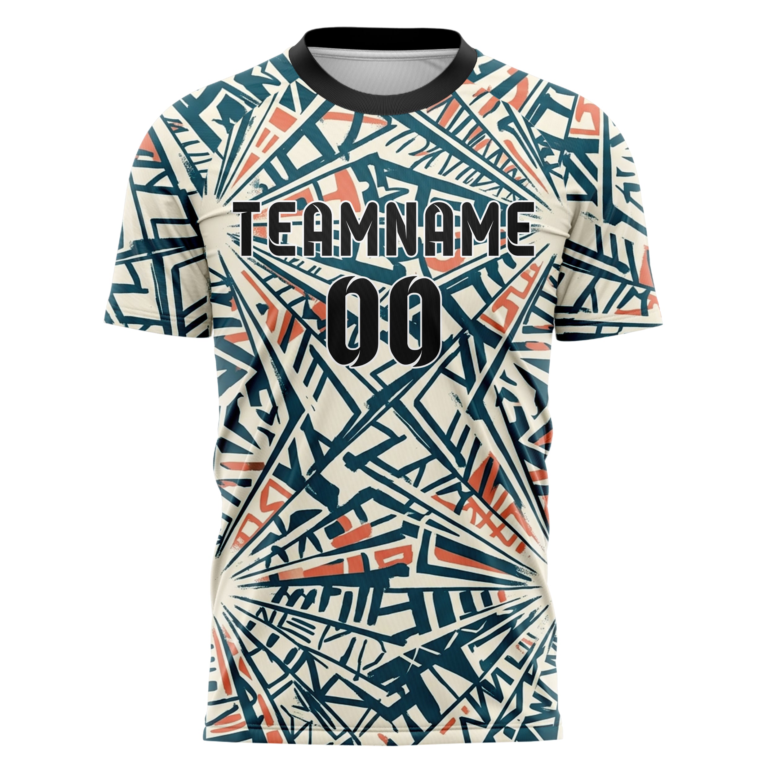 White Teal Coral Stencil Layer Collage Custom Soccer Jersey