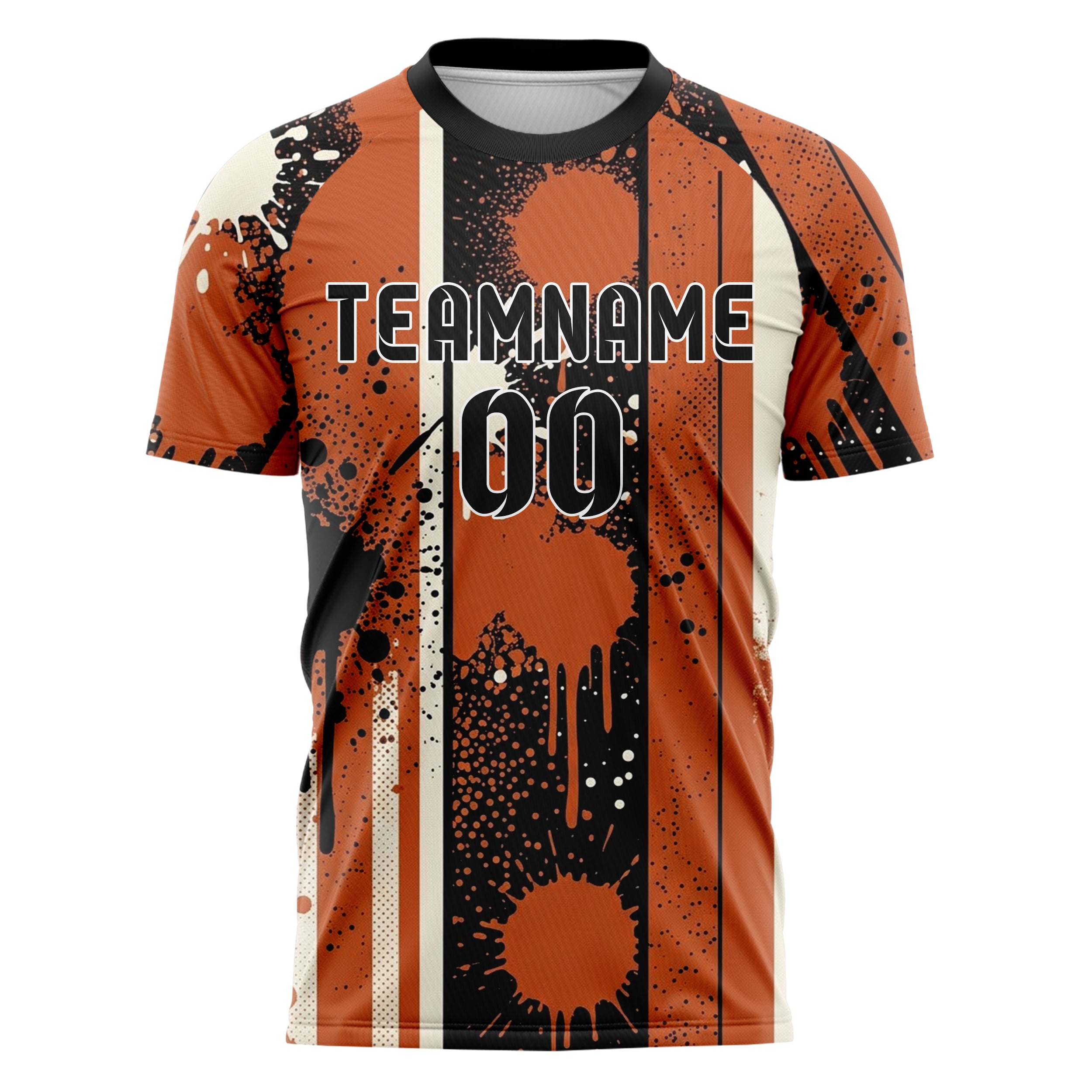 Black Orange Cream Paint Splatter Bomb Custom Soccer Jersey