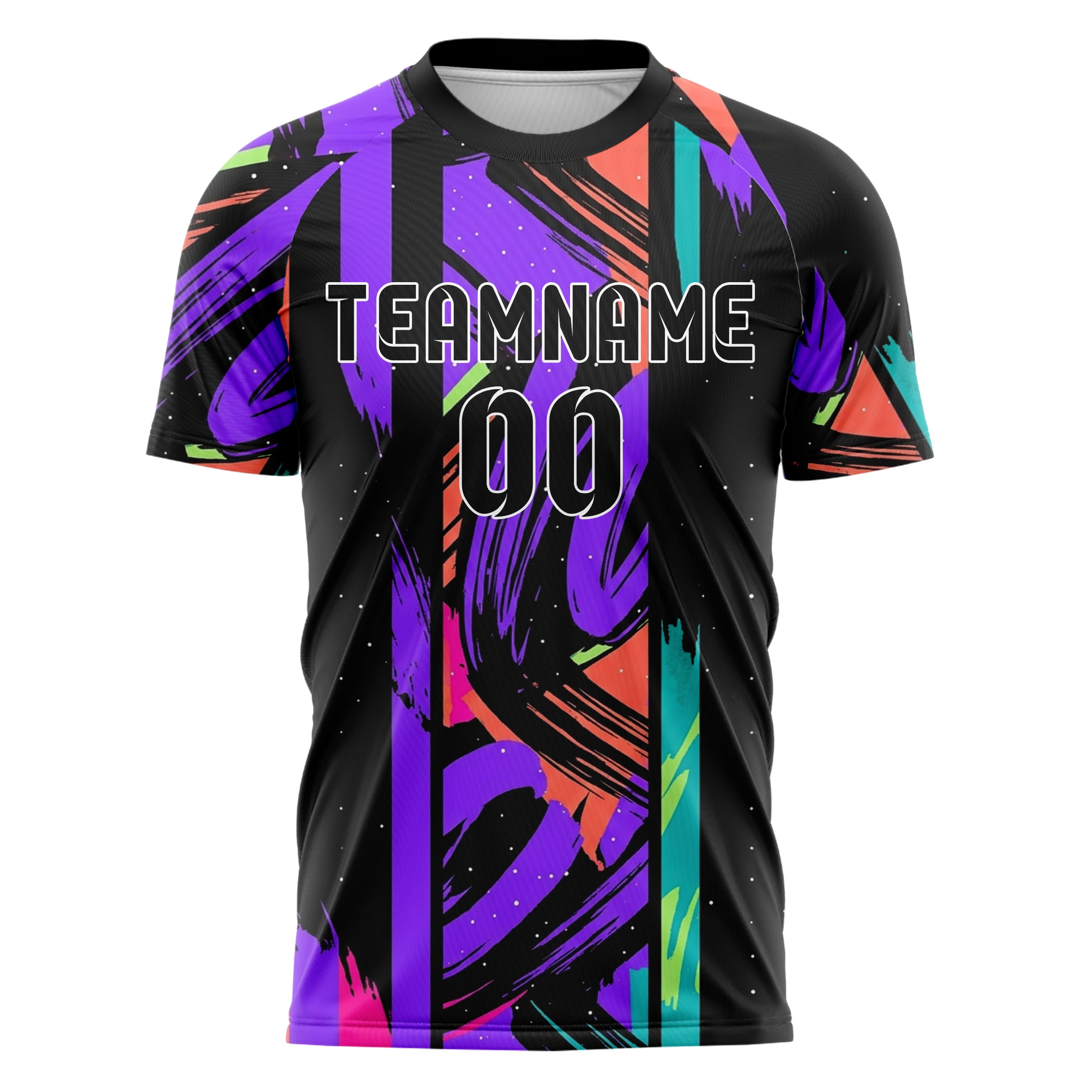 Black Multi Splatter Brush Stroke Gestural Custom Soccer Jersey