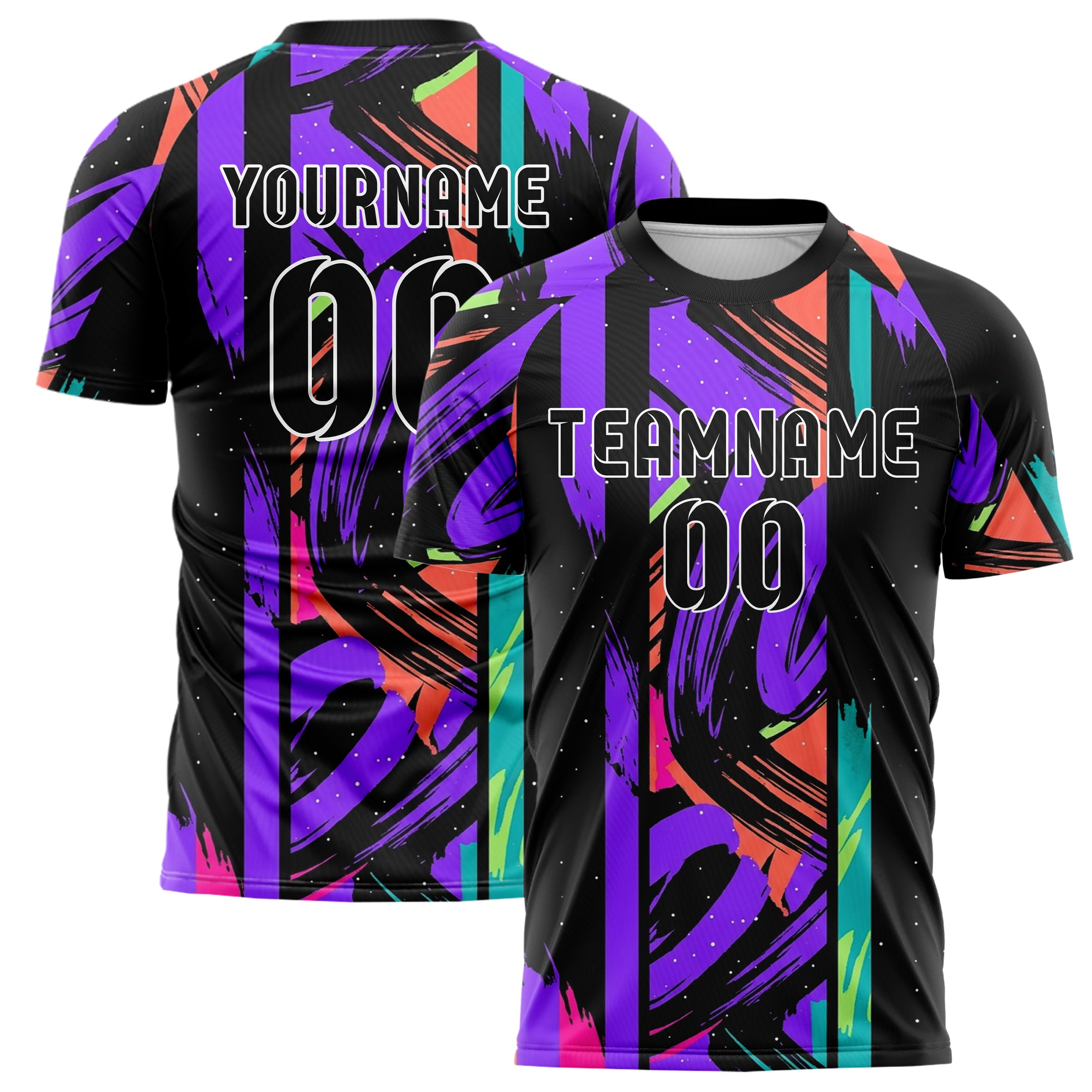 Black Multi Splatter Brush Stroke Gestural Custom Soccer Jersey