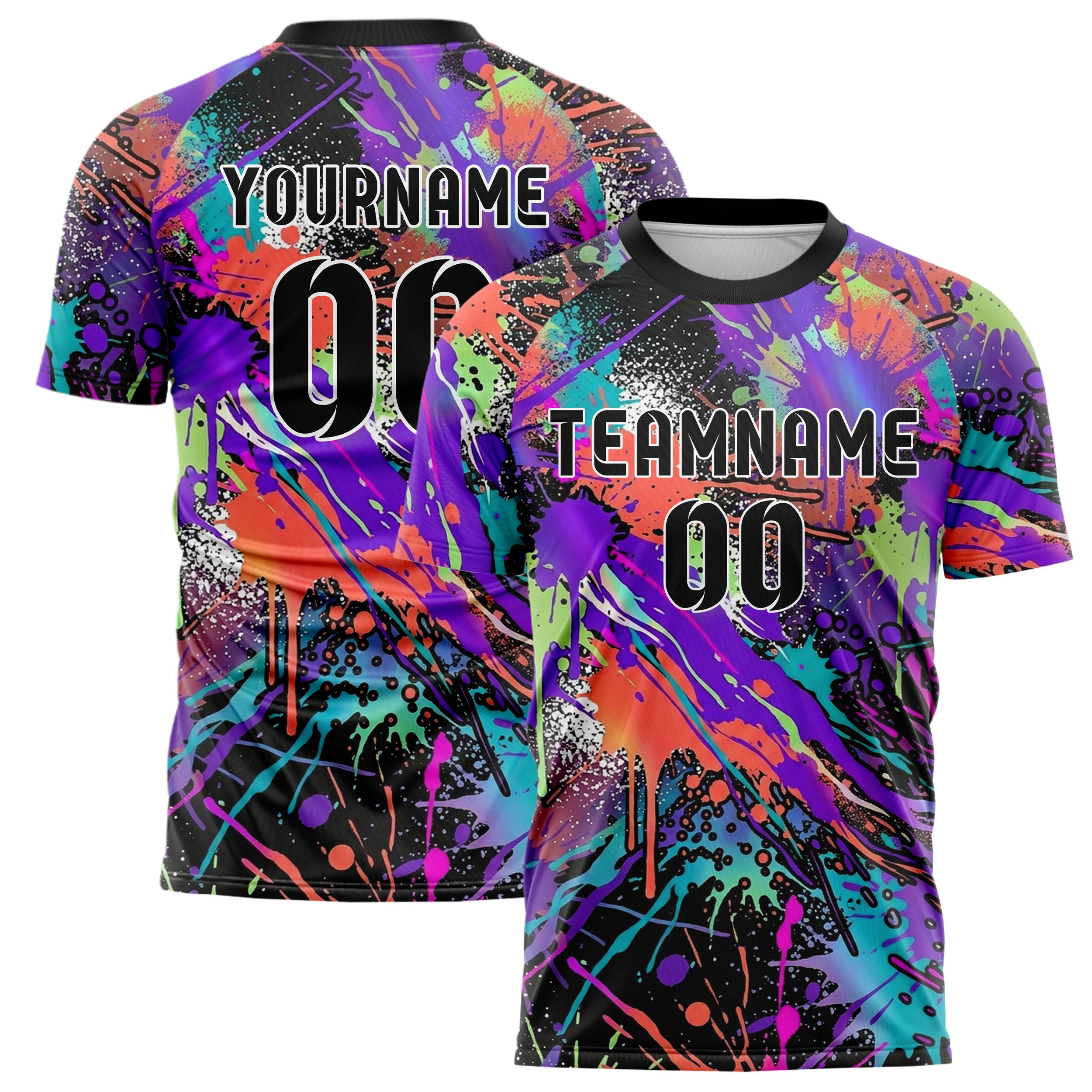 Black Multi Splatter Paint Splatter Bomb Custom Soccer Jersey