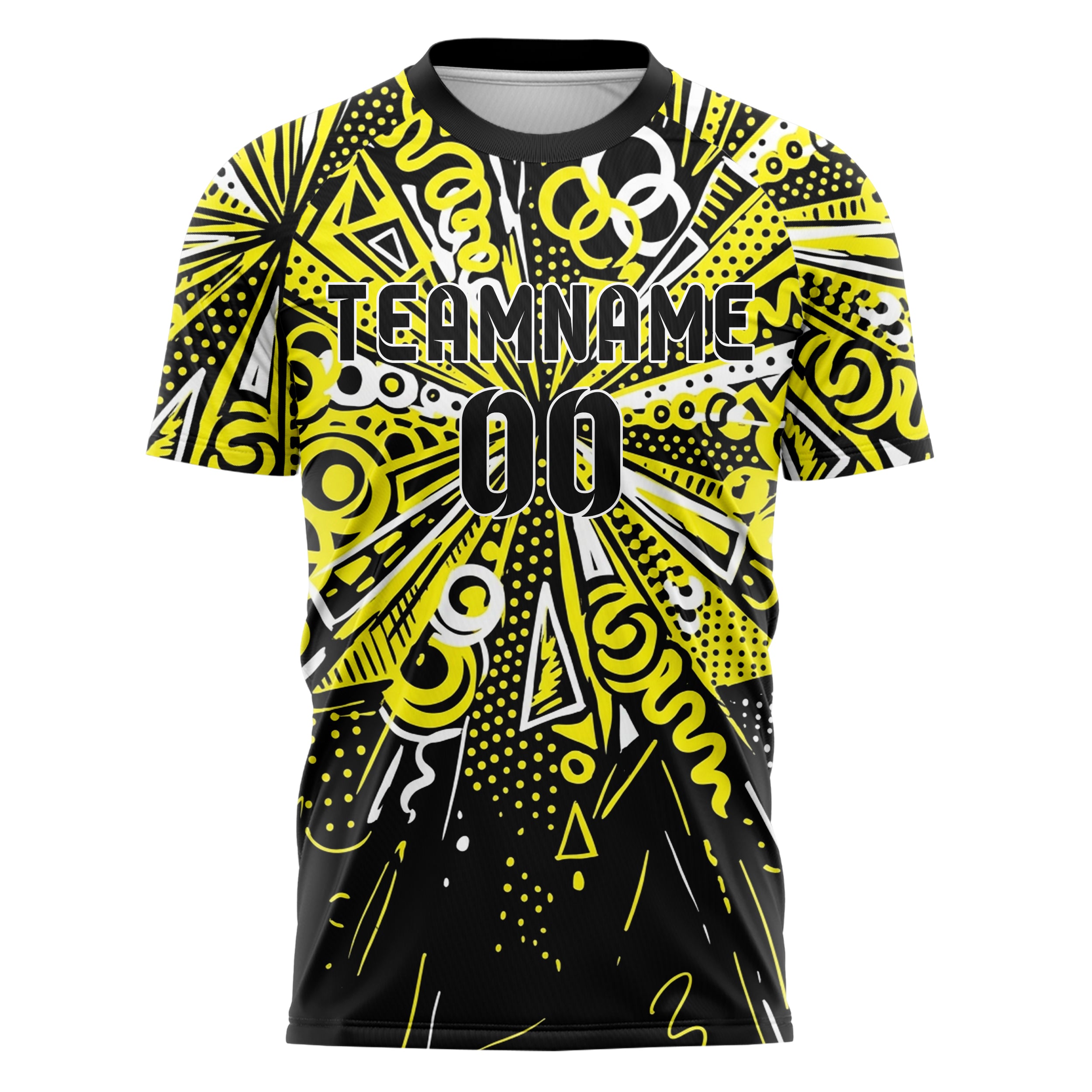 Black Yellow White Geometric Memphis Mashup Custom Soccer Jersey