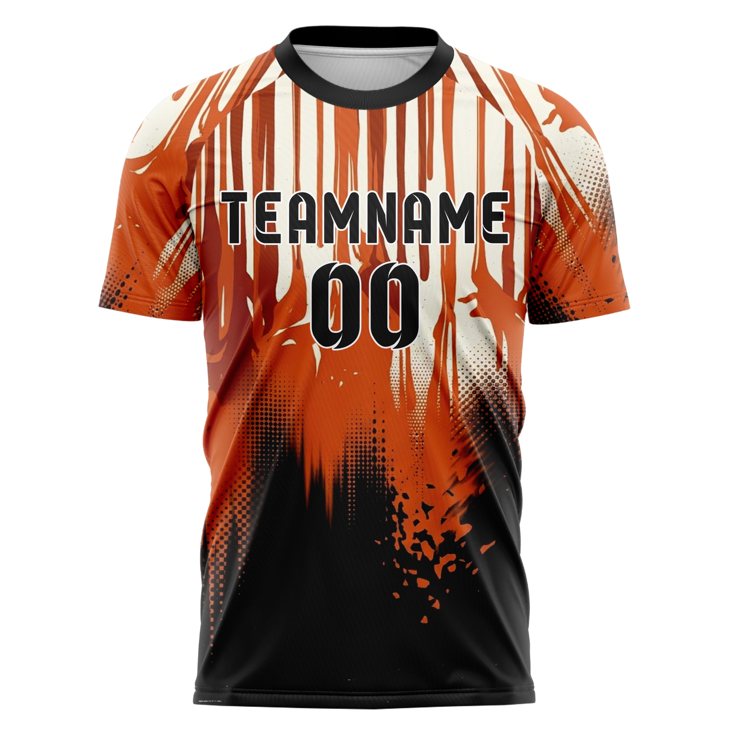 Black Orange Cream Drip And Pour Abstract Custom Soccer Jersey