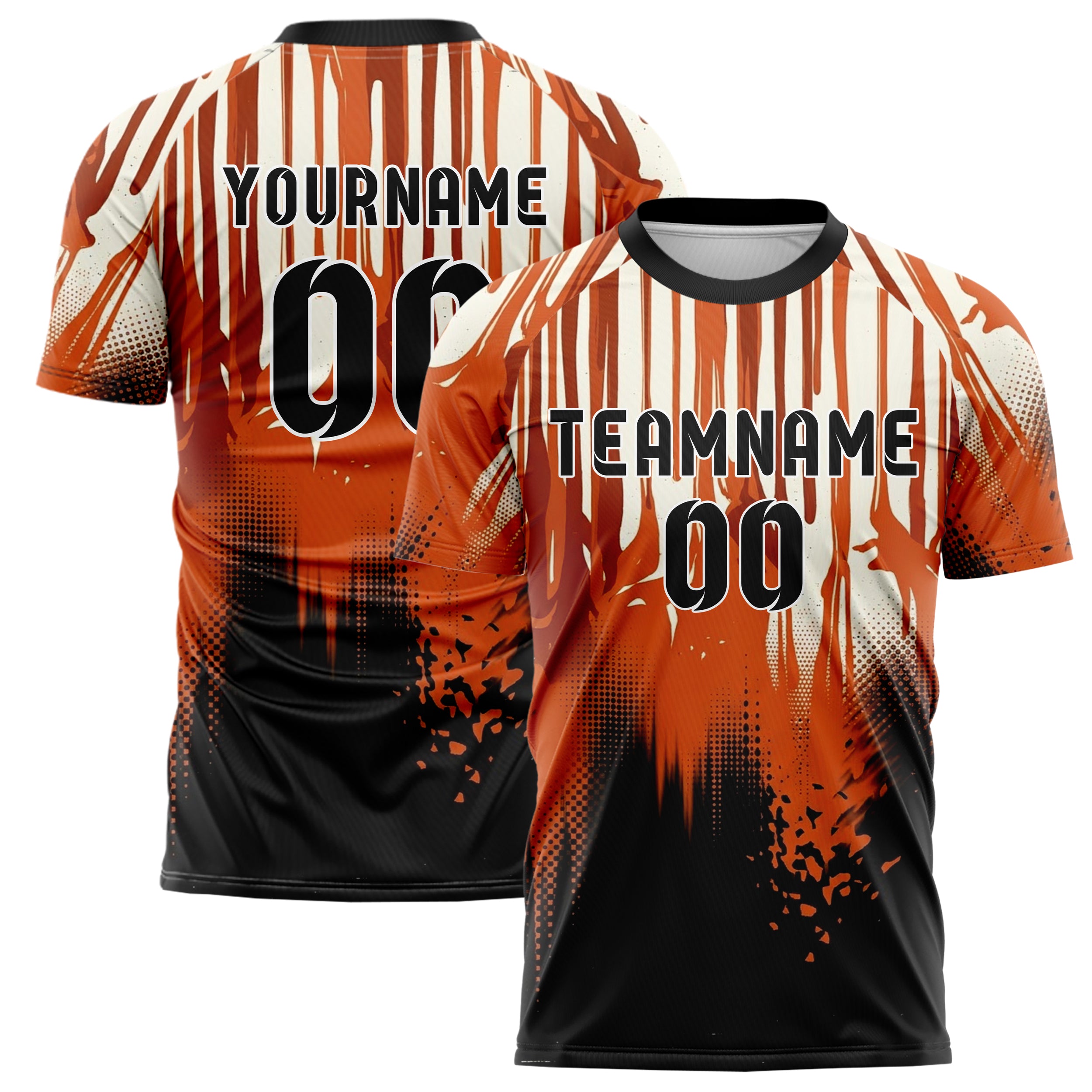 Black Orange Cream Drip And Pour Abstract Custom Soccer Jersey
