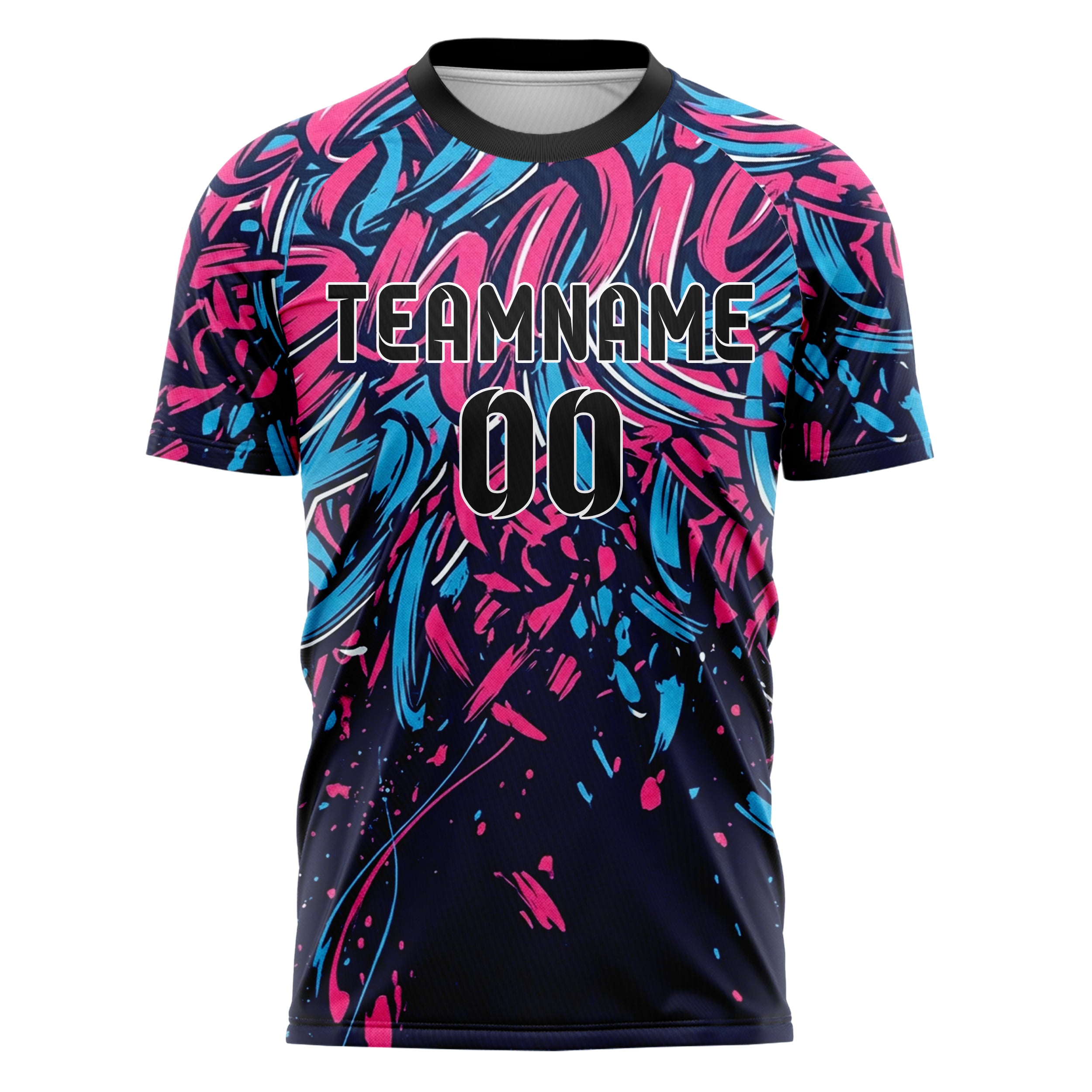 Navy Pink Sky Blue Brush Stroke Gestural Custom Soccer Jersey