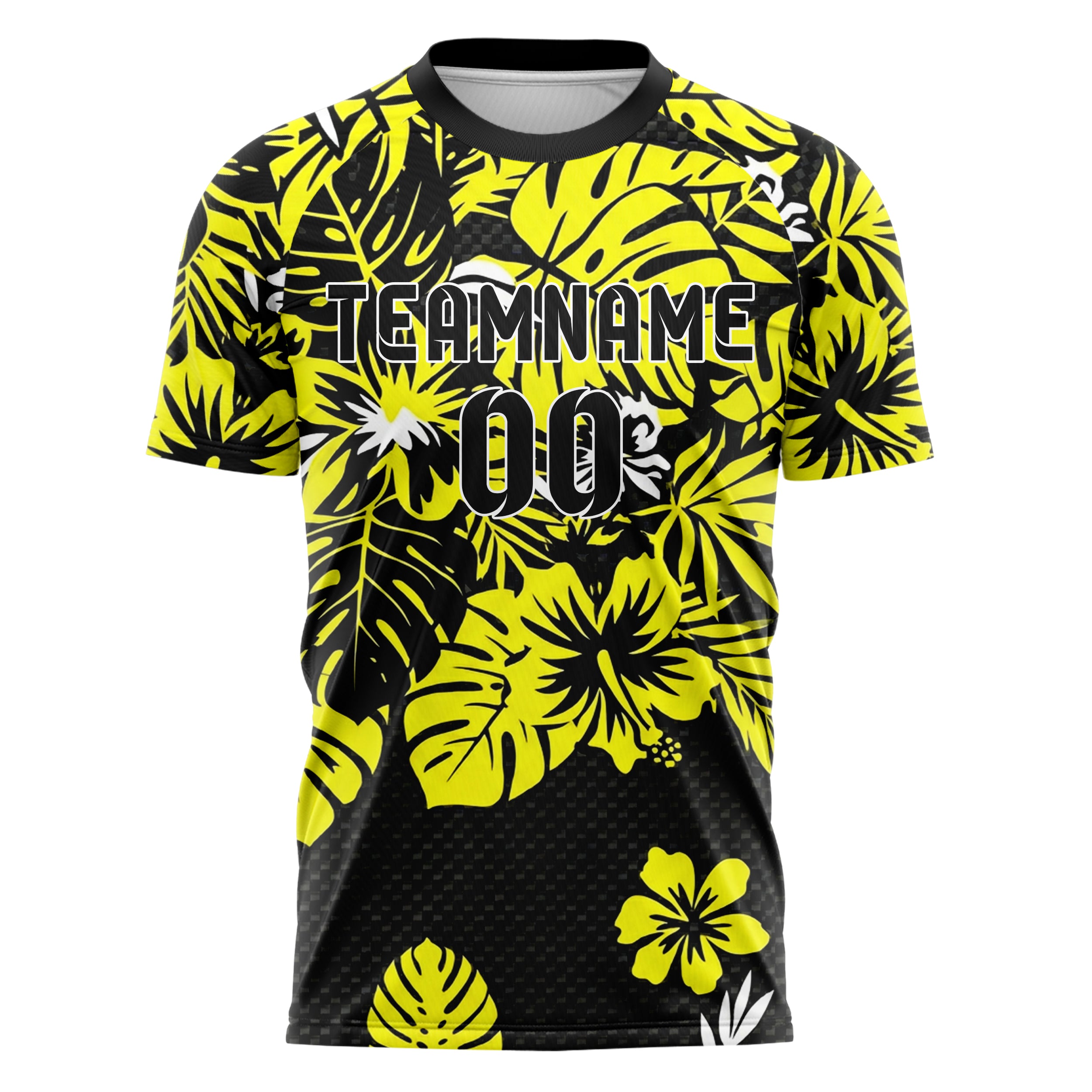 Black Yellow White Tropical Botanical Bold Custom Soccer Jersey