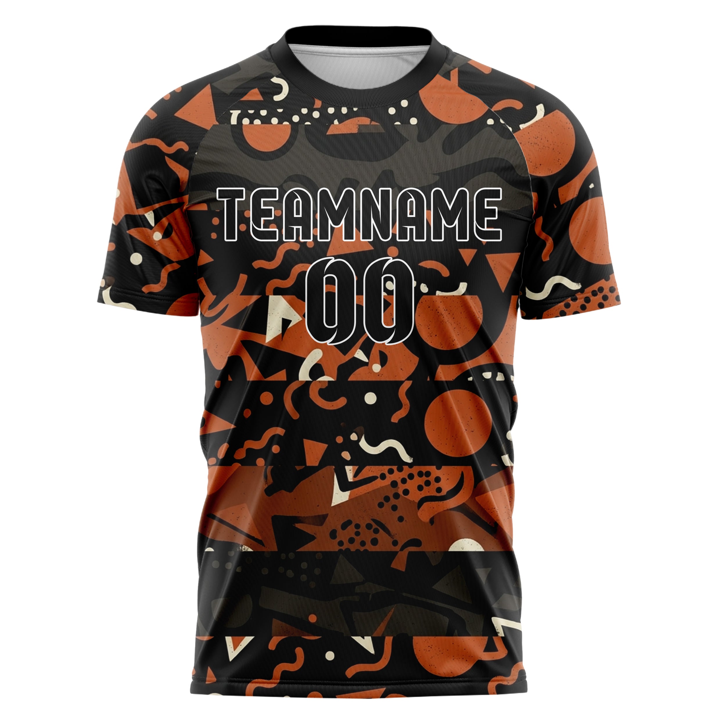 Black Orange Cream Geometric Memphis Mashup Custom Soccer Jersey