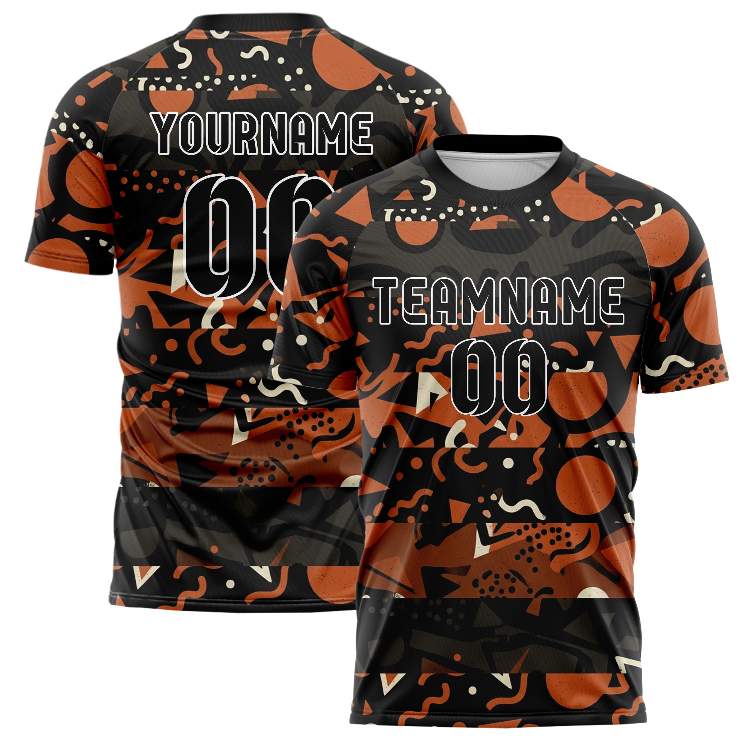 Black Orange Cream Geometric Memphis Mashup Custom Soccer Jersey