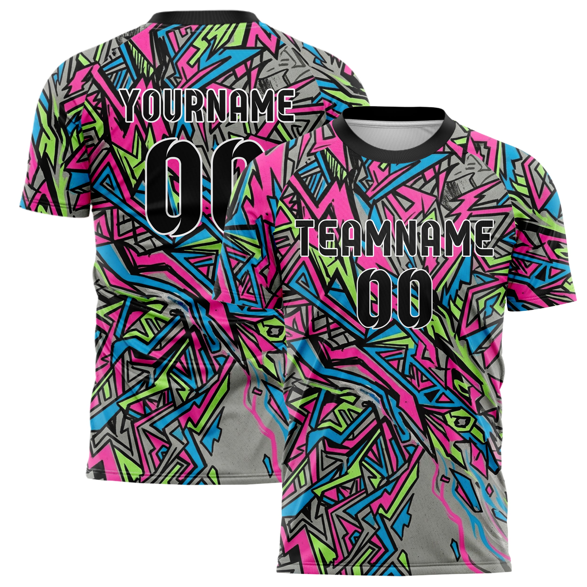 Grey Neon Multi Skateboard Deck Graphic Custom Soccer Jersey