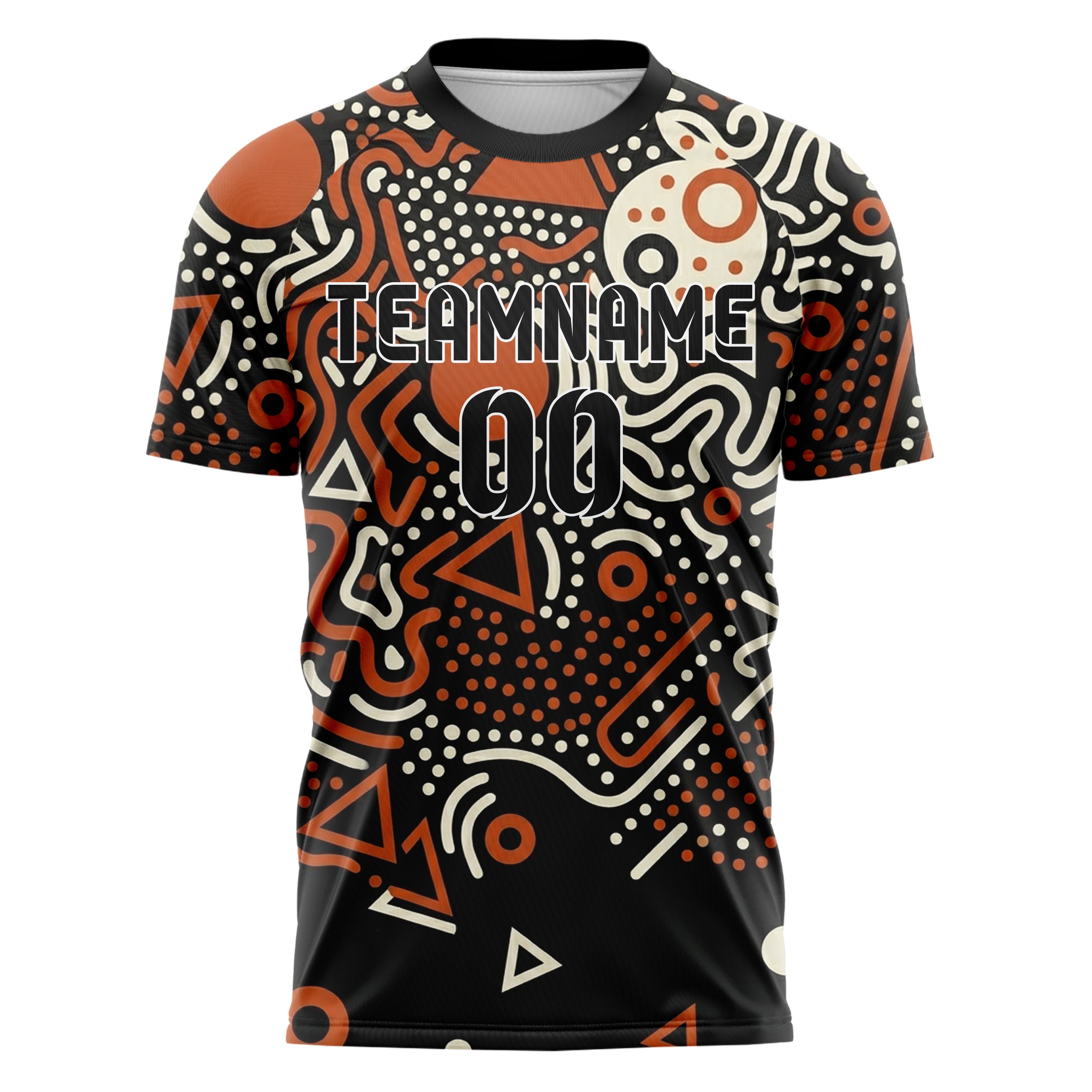 Black Orange Cream Geometric Memphis Mashup Custom Soccer Jersey