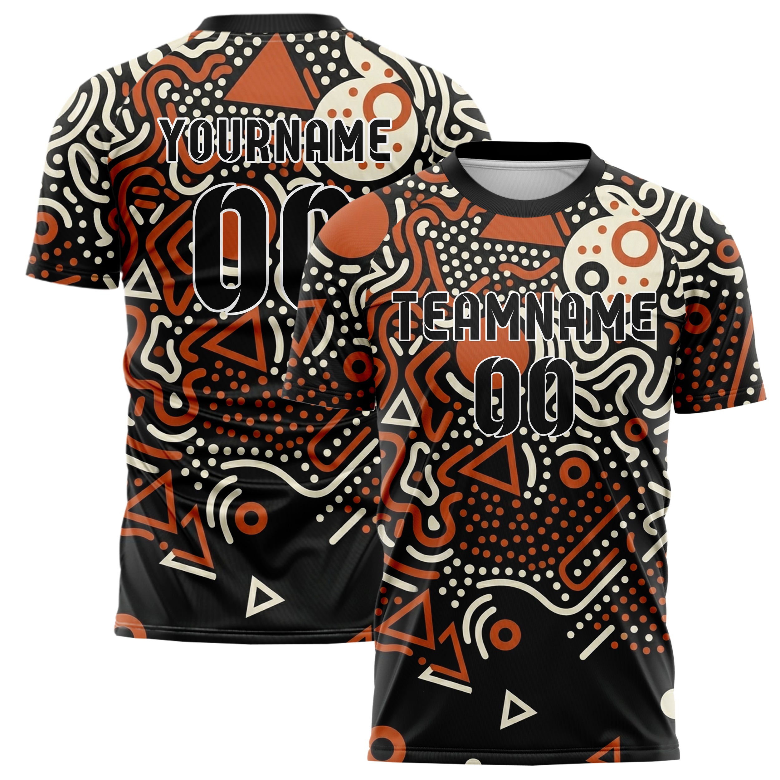 Black Orange Cream Geometric Memphis Mashup Custom Soccer Jersey