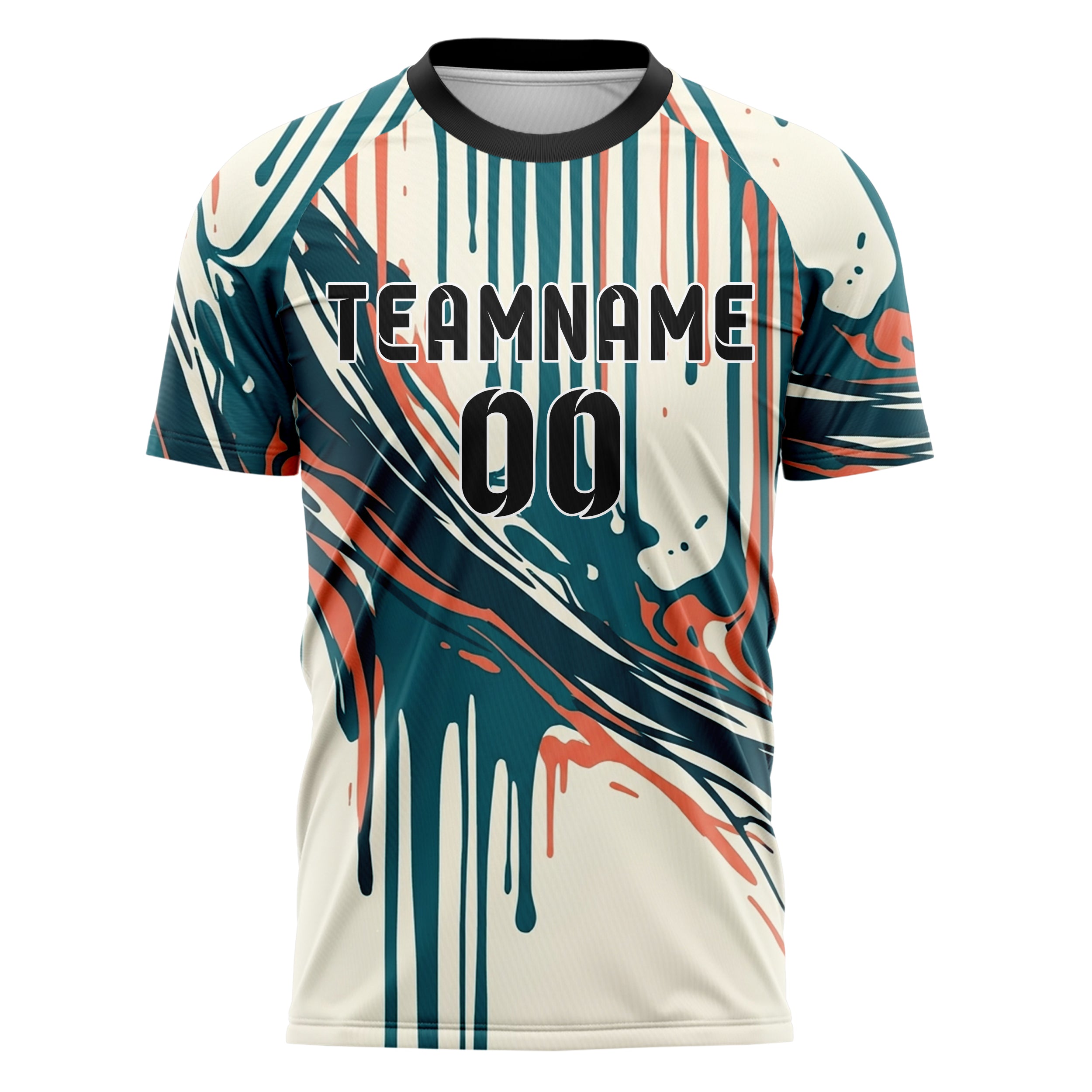 White Teal Coral Drip And Pour Abstract Custom Soccer Jersey