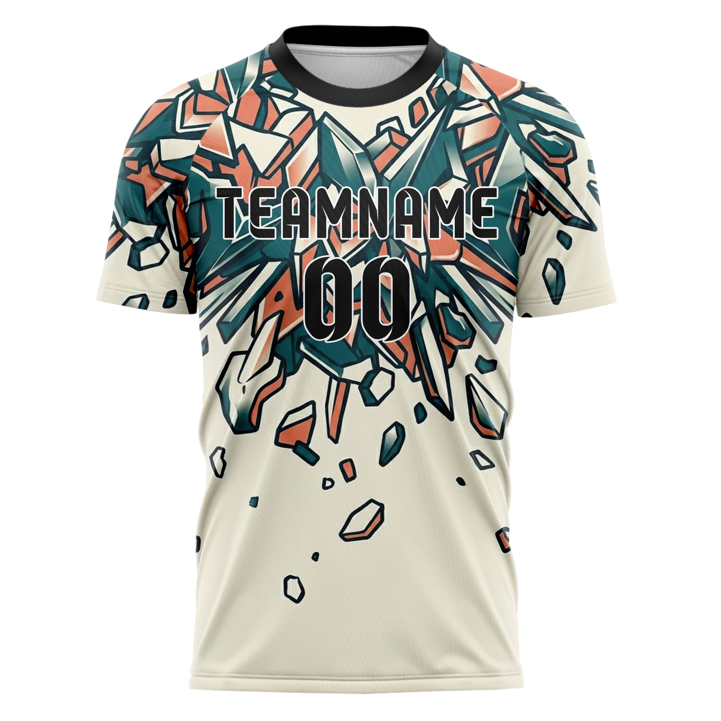 White Teal Coral Skateboard Deck Graphic Custom Soccer Jersey