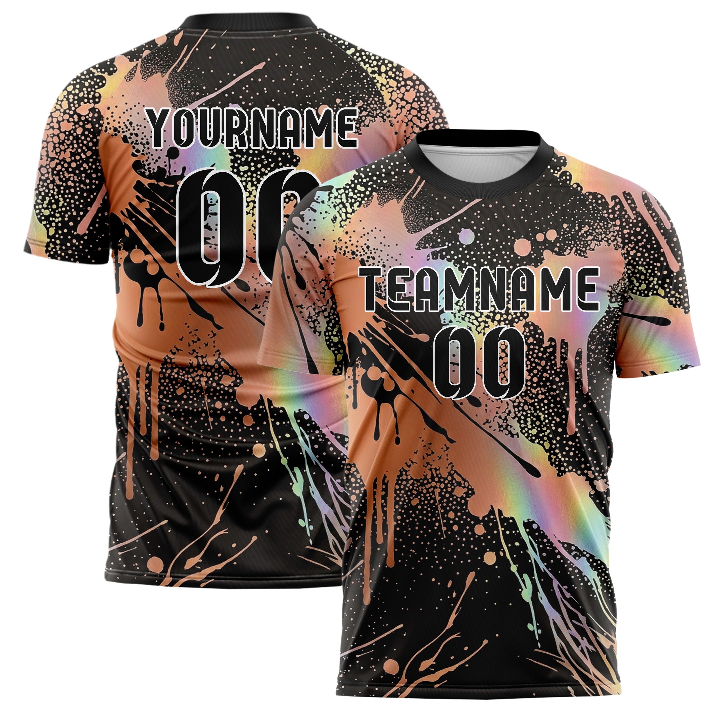 Copper Black Rose Gold Paint Splatter Bomb Custom Soccer Jersey