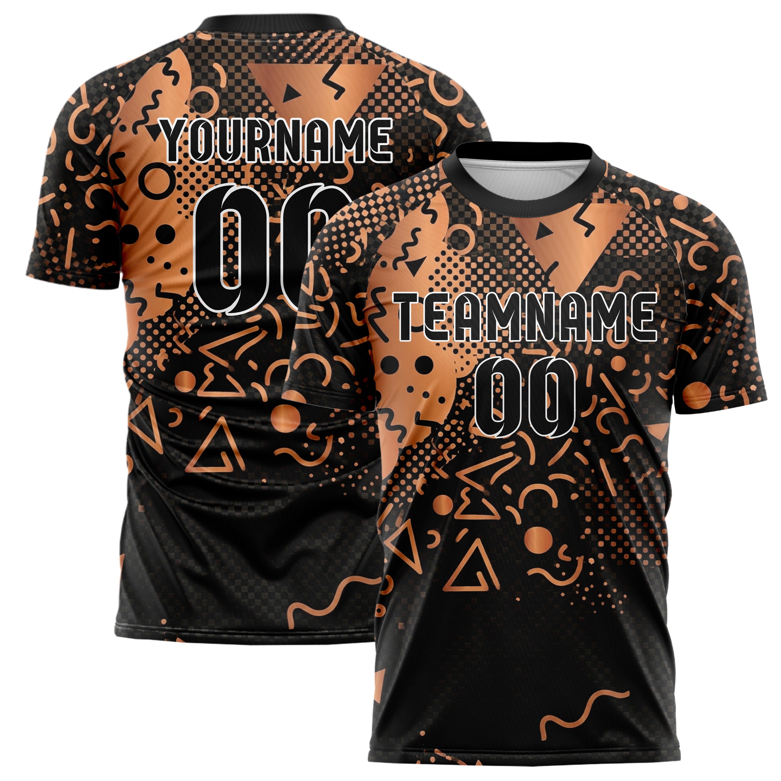 Copper Black Rose Gold Geometric Memphis Mashup Custom Soccer Jersey