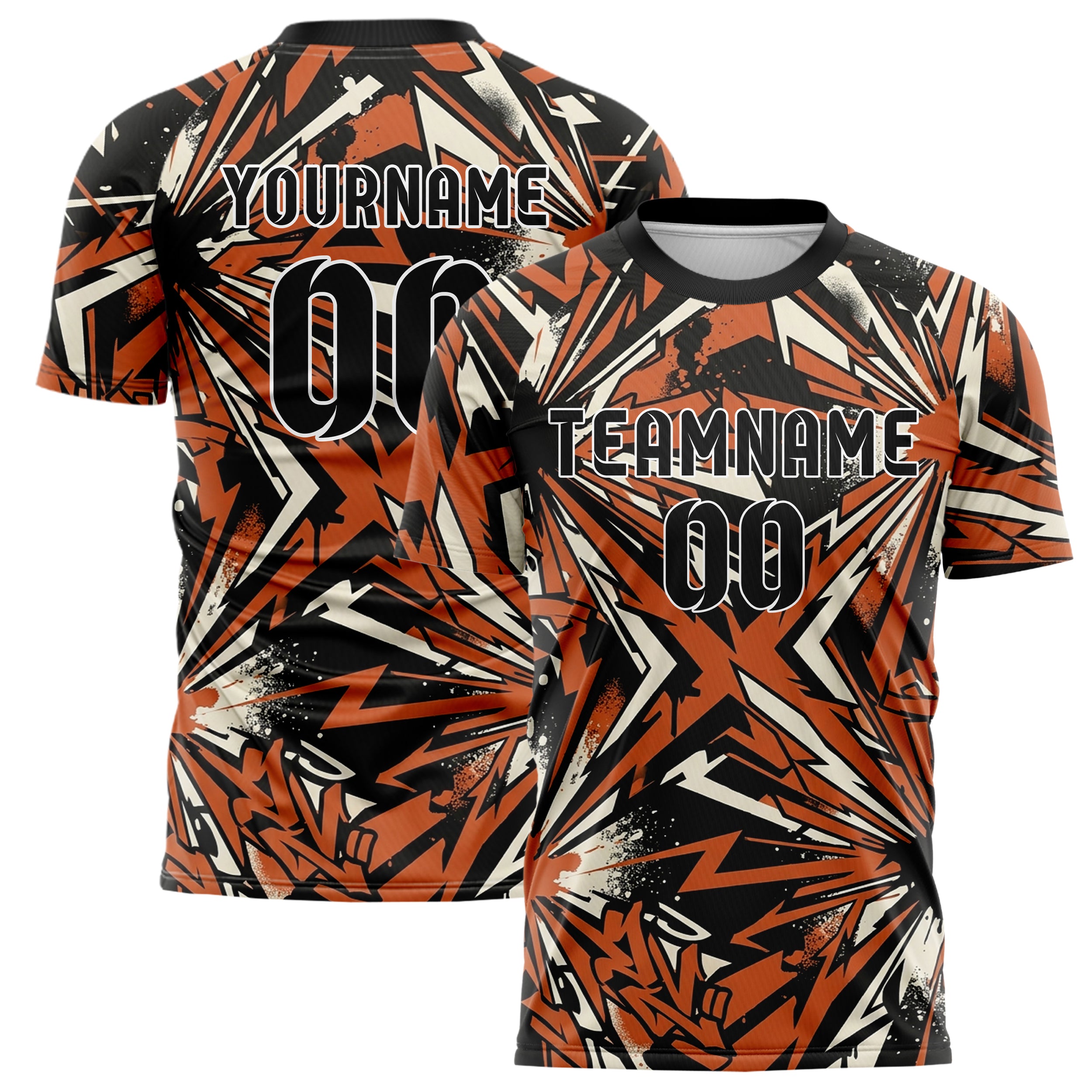 Black Orange Cream Urban Graffiti Explosion Custom Soccer Jersey