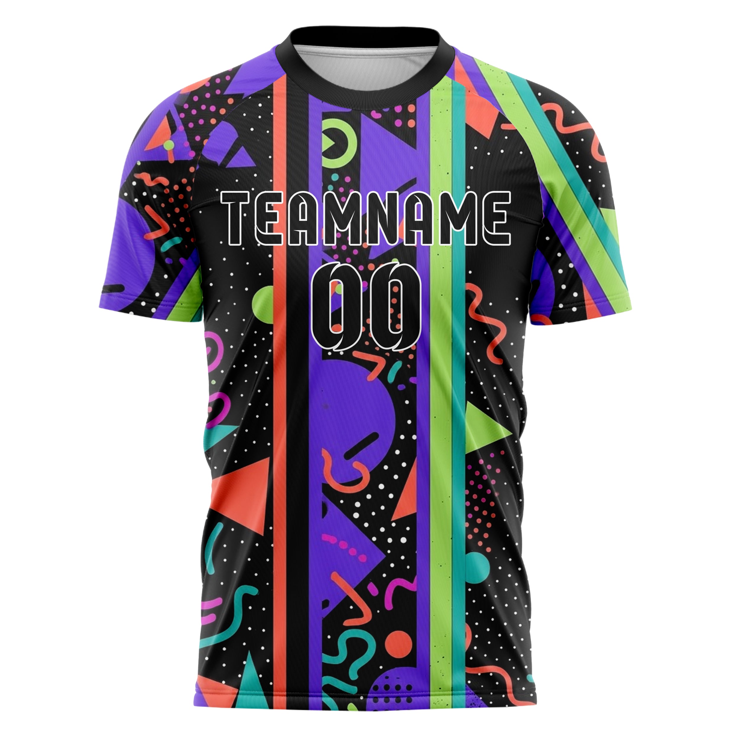 Black Multi Splatter Geometric Memphis Mashup Custom Soccer Jersey