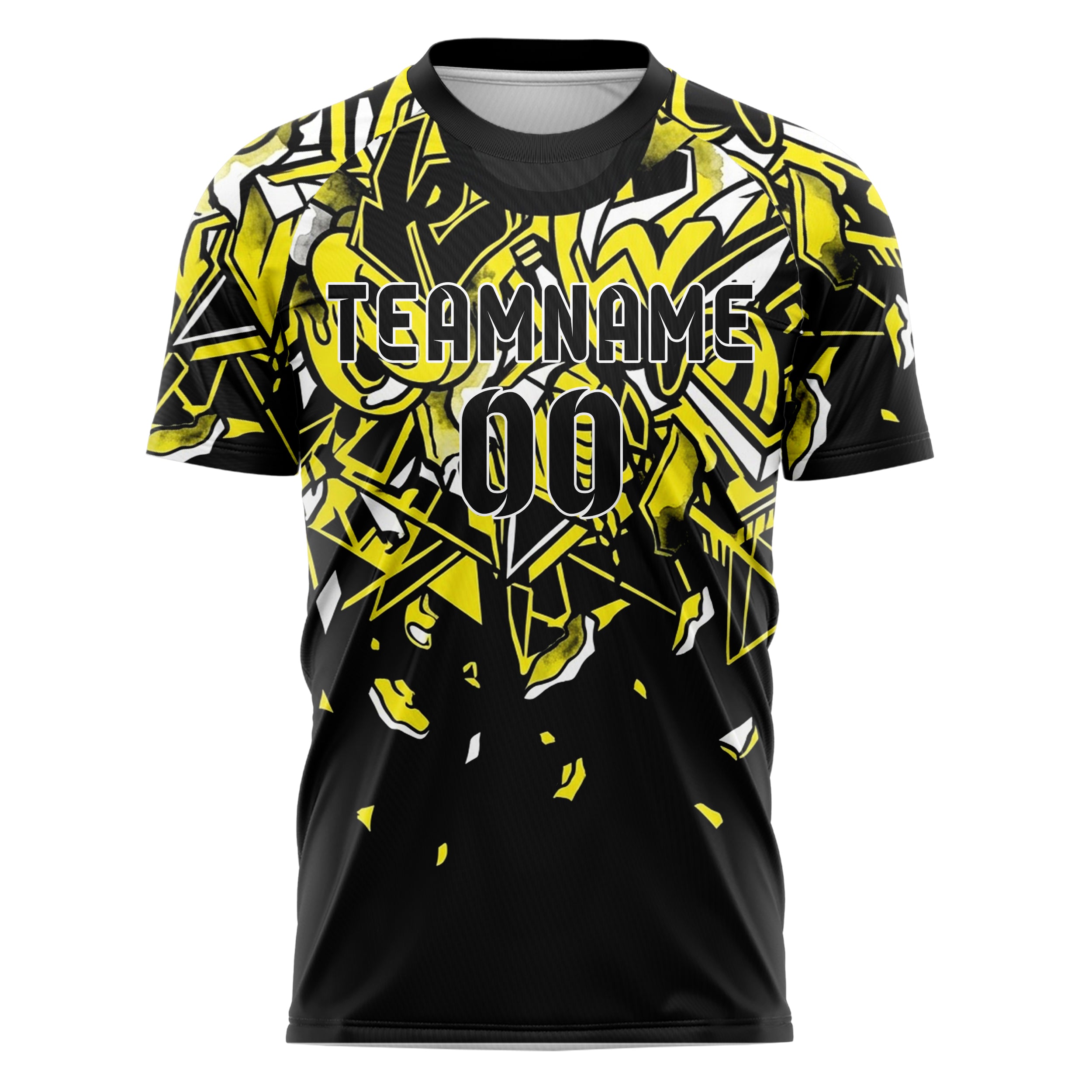 Black Yellow White Skateboard Deck Graphic Custom Soccer Jersey