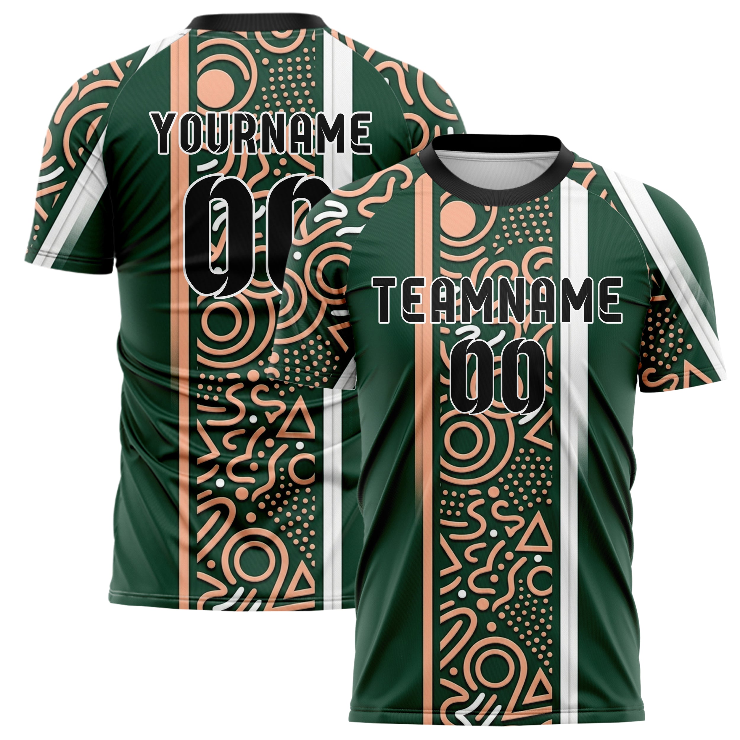 Forest Peach White Geometric Memphis Mashup Custom Soccer Jersey
