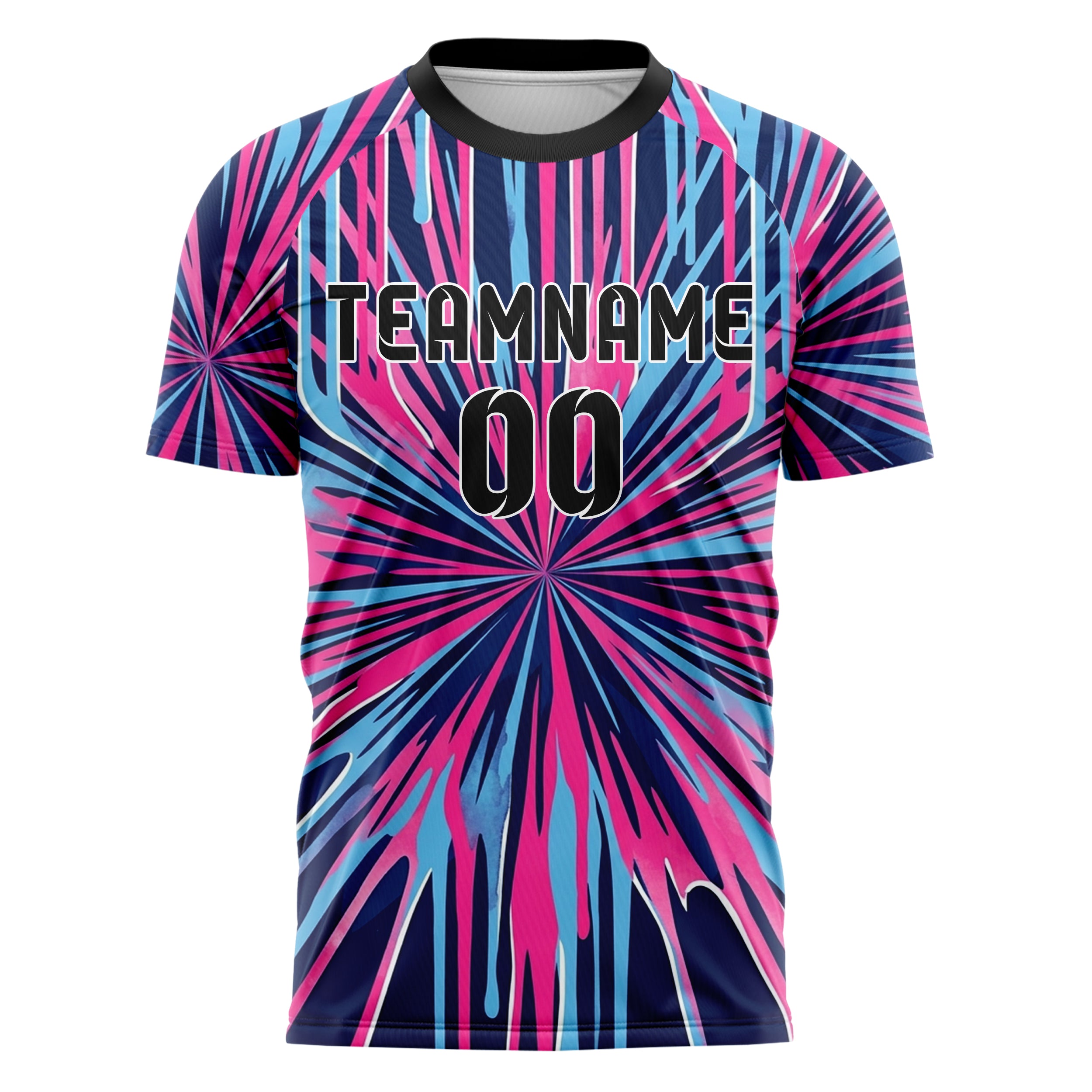 Navy Pink Sky Blue Drip And Pour Abstract Custom Soccer Jersey