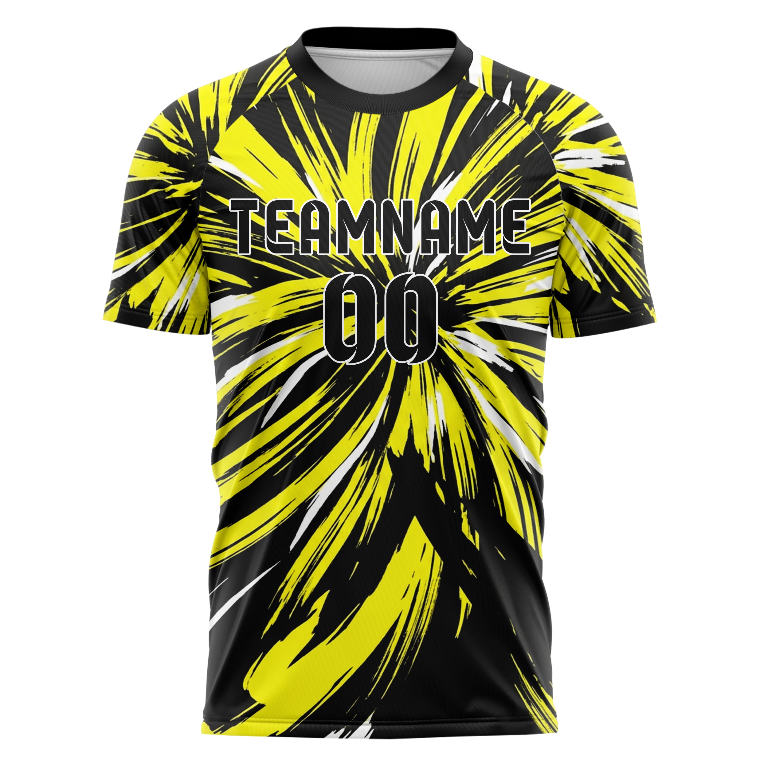 Black Yellow White Brush Stroke Gestural Custom Soccer Jersey