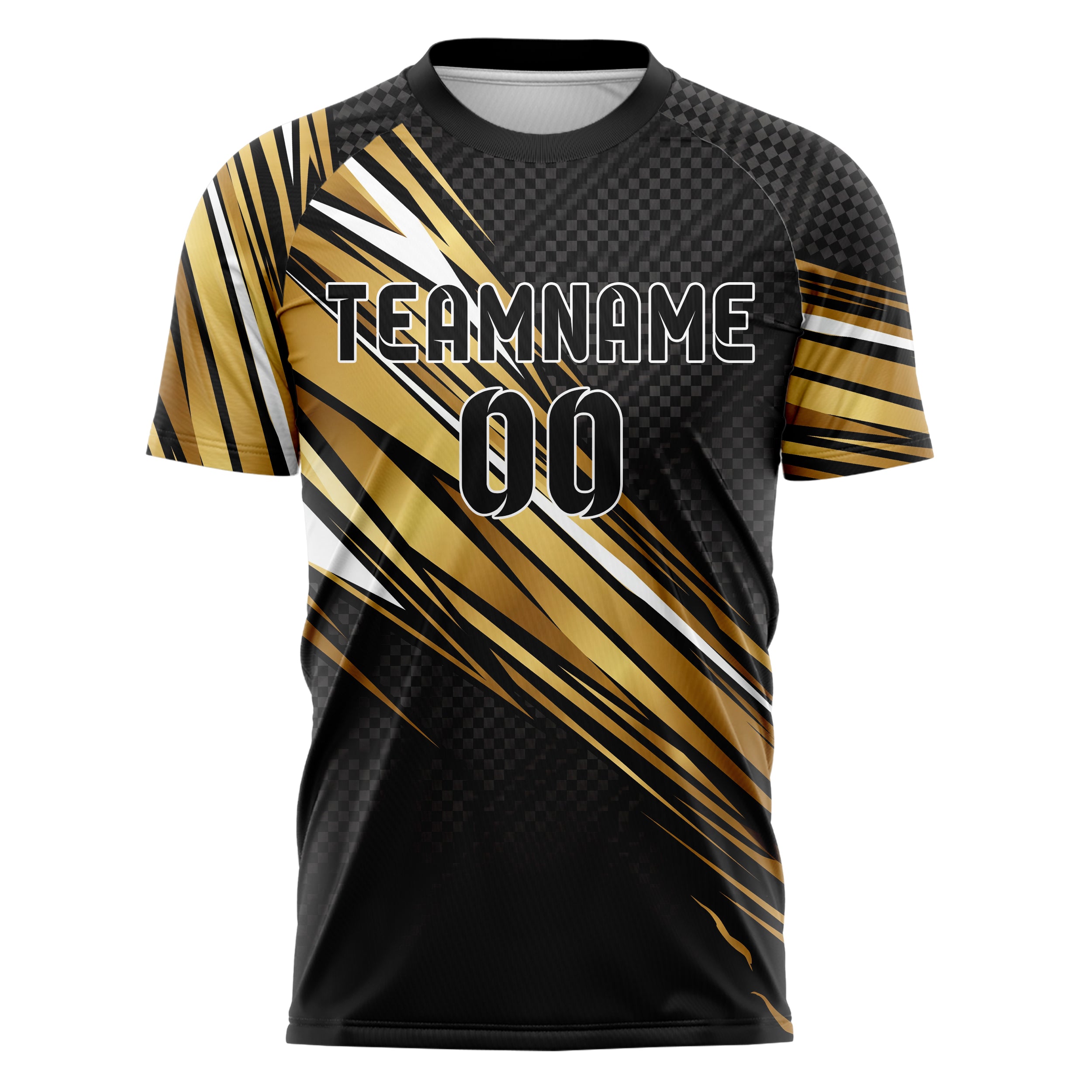 Black Gold White Speed Lines Vortex Custom Soccer Jersey