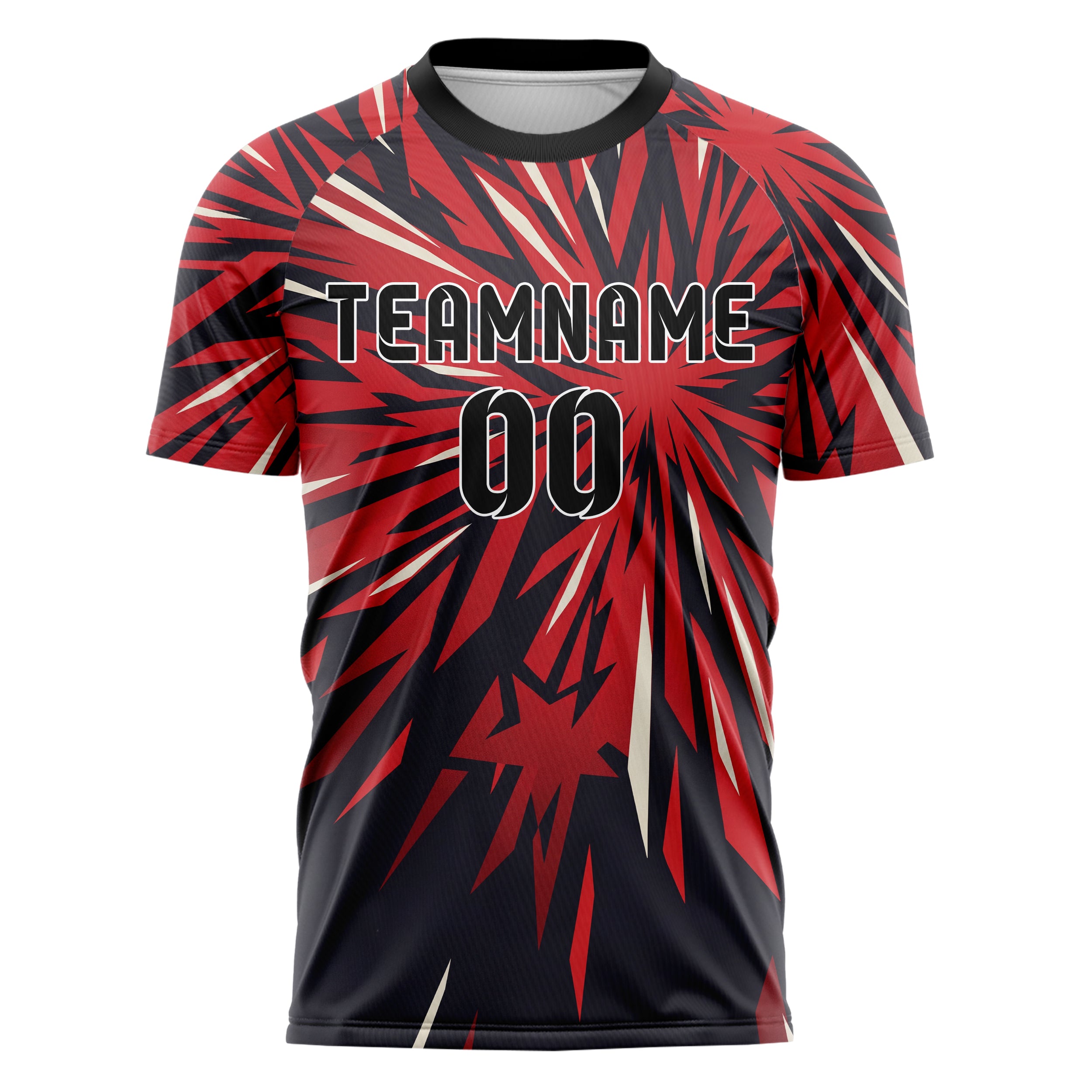 Black Red White Star Burst Patriotic Custom Soccer Jersey