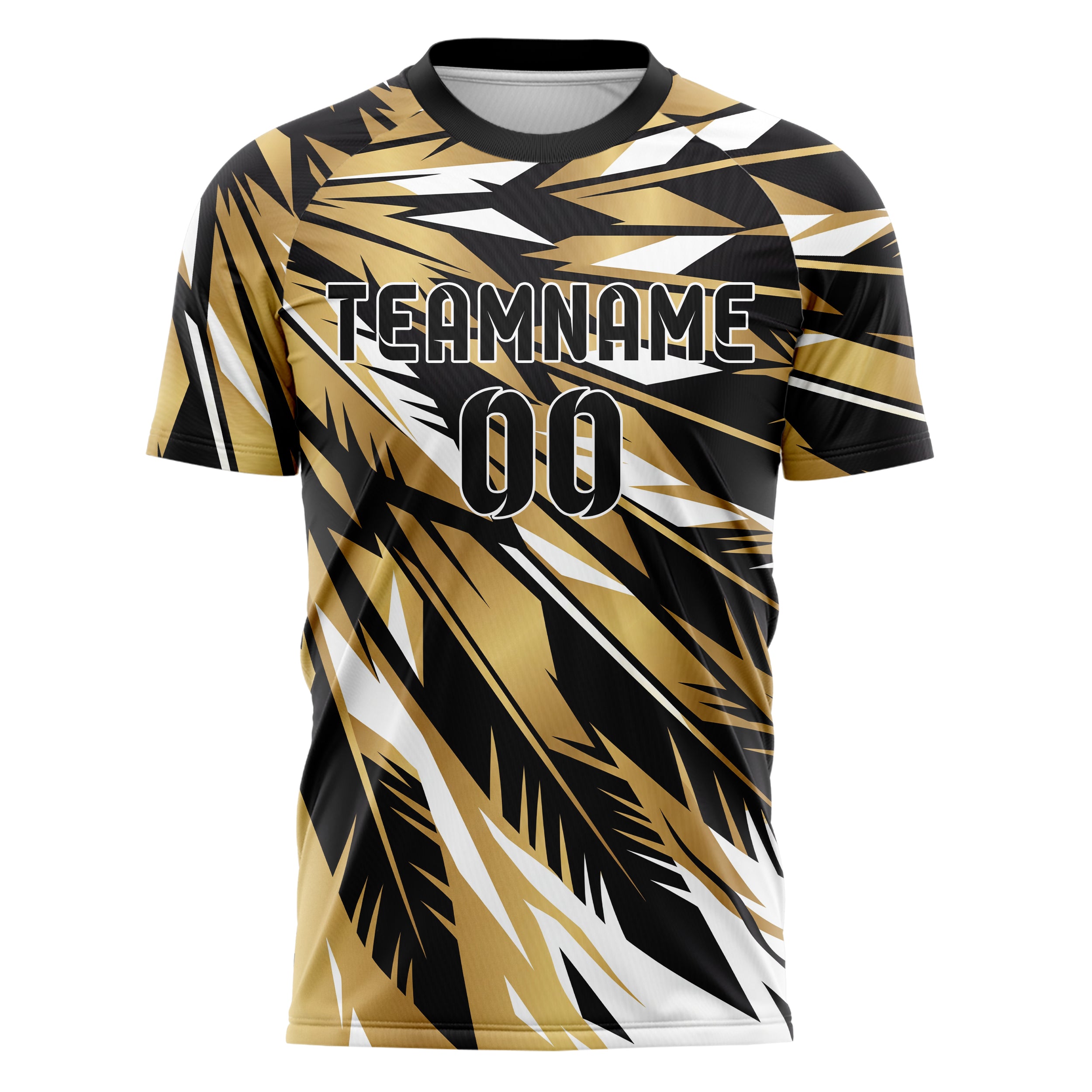 Black Gold White Eagle Feather Explosion Custom Soccer Jersey