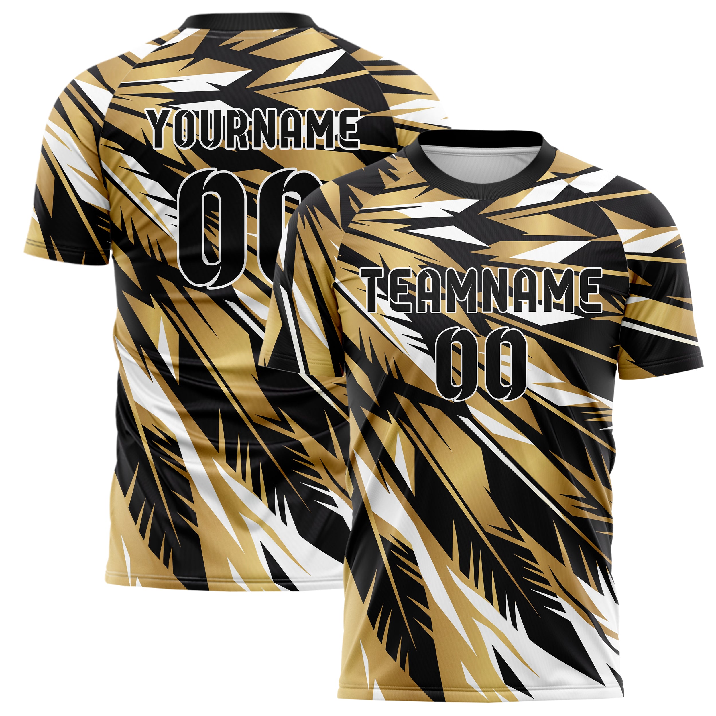 Black Gold White Eagle Feather Explosion Custom Soccer Jersey