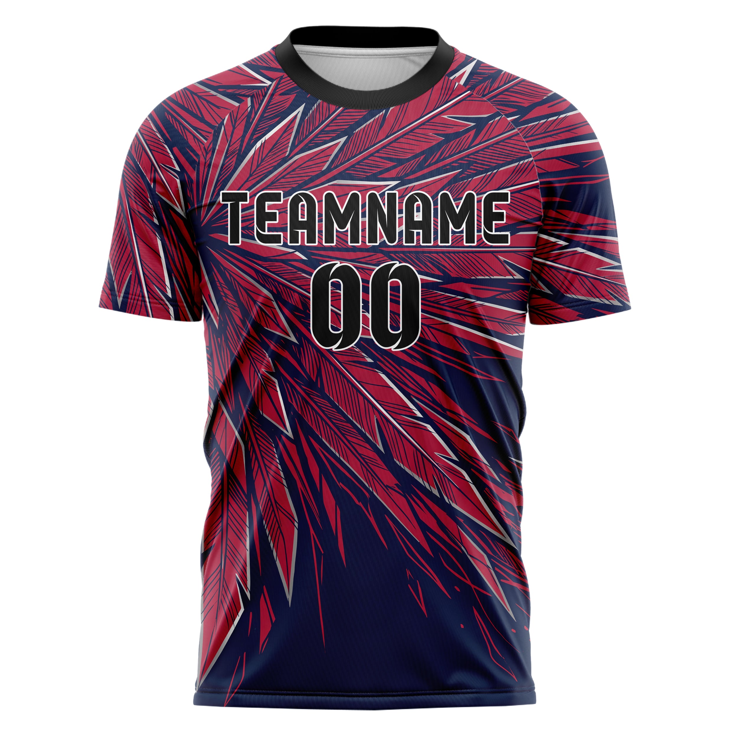 Navy Red Silver Eagle Feather Explosion Custom Soccer Jersey