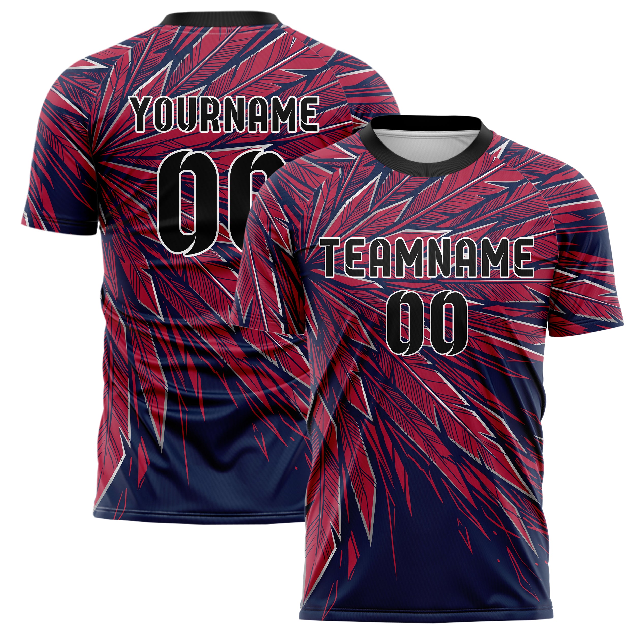 Navy Red Silver Eagle Feather Explosion Custom Soccer Jersey