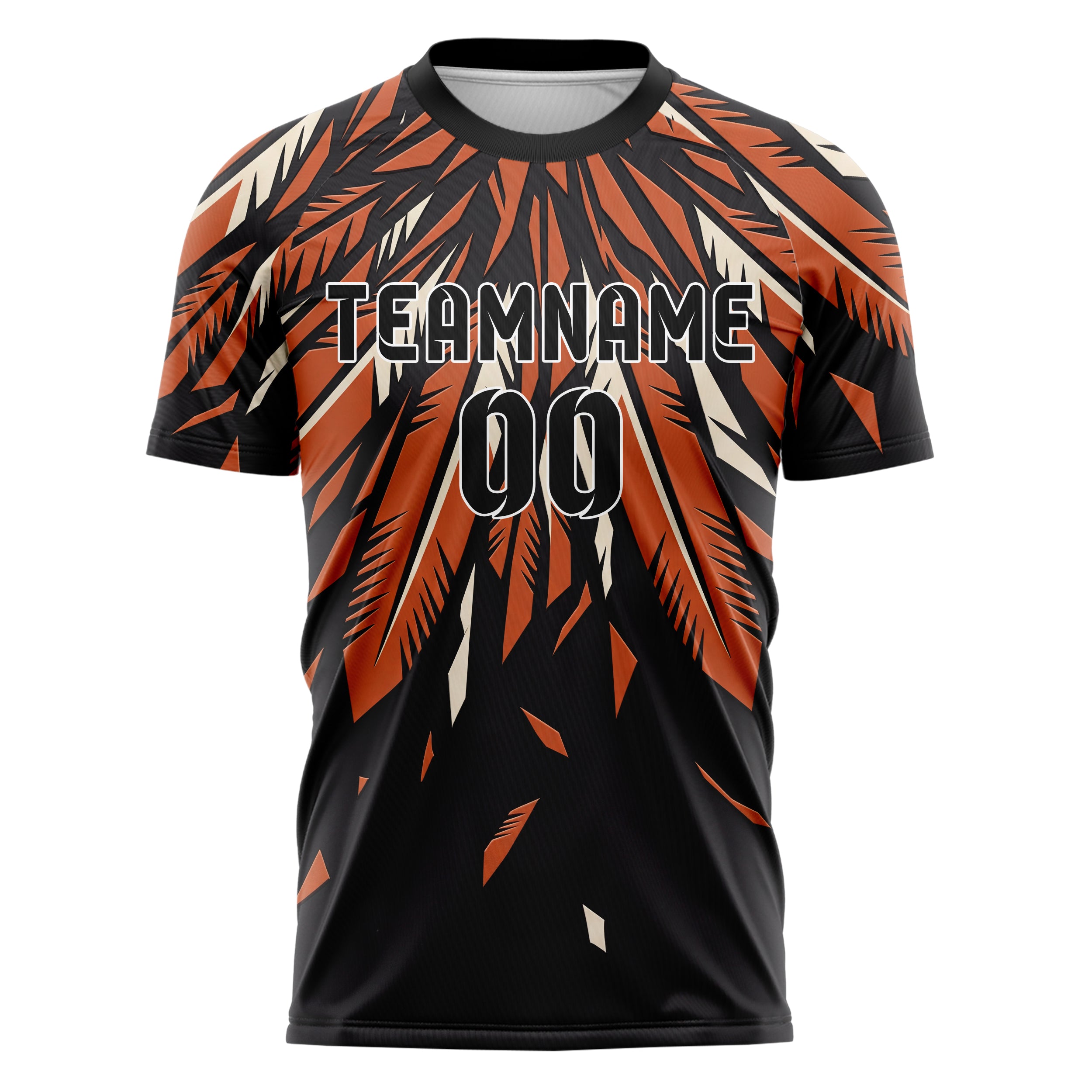 Black Orange White Eagle Feather Explosion Custom Soccer Jersey