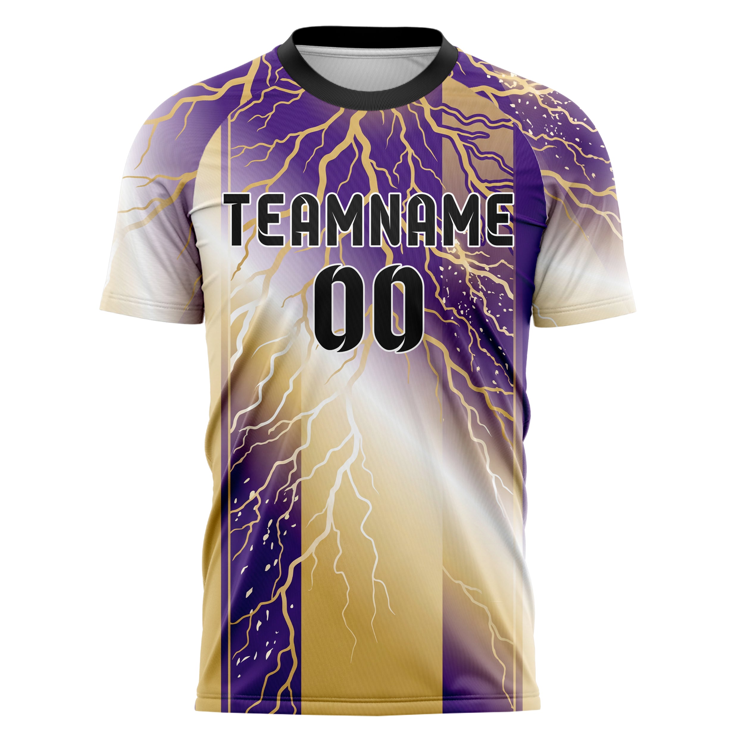 Purple Gold Lightning Storm Custom Soccer Jersey